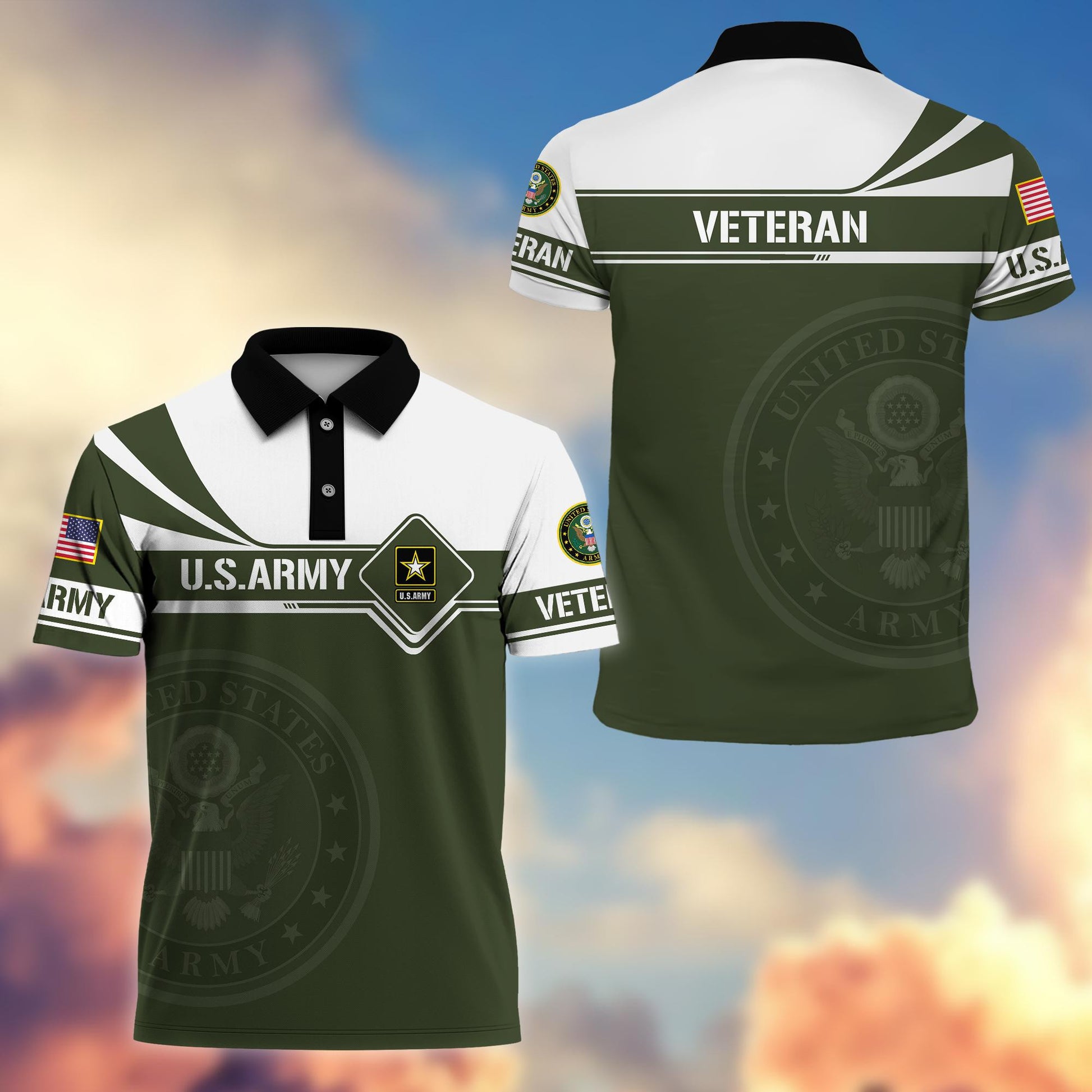 Premium US Army Polo Shirt, Gift for Army Veteran VPVC202401