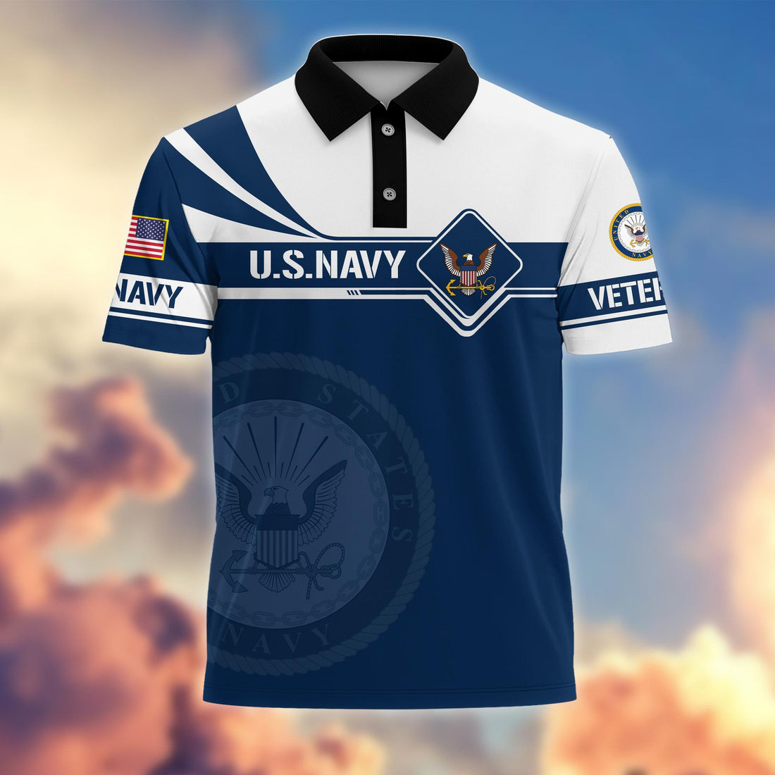 Premium US Navy Polo Shirt, Gift for Navy Veteran VPVC202402