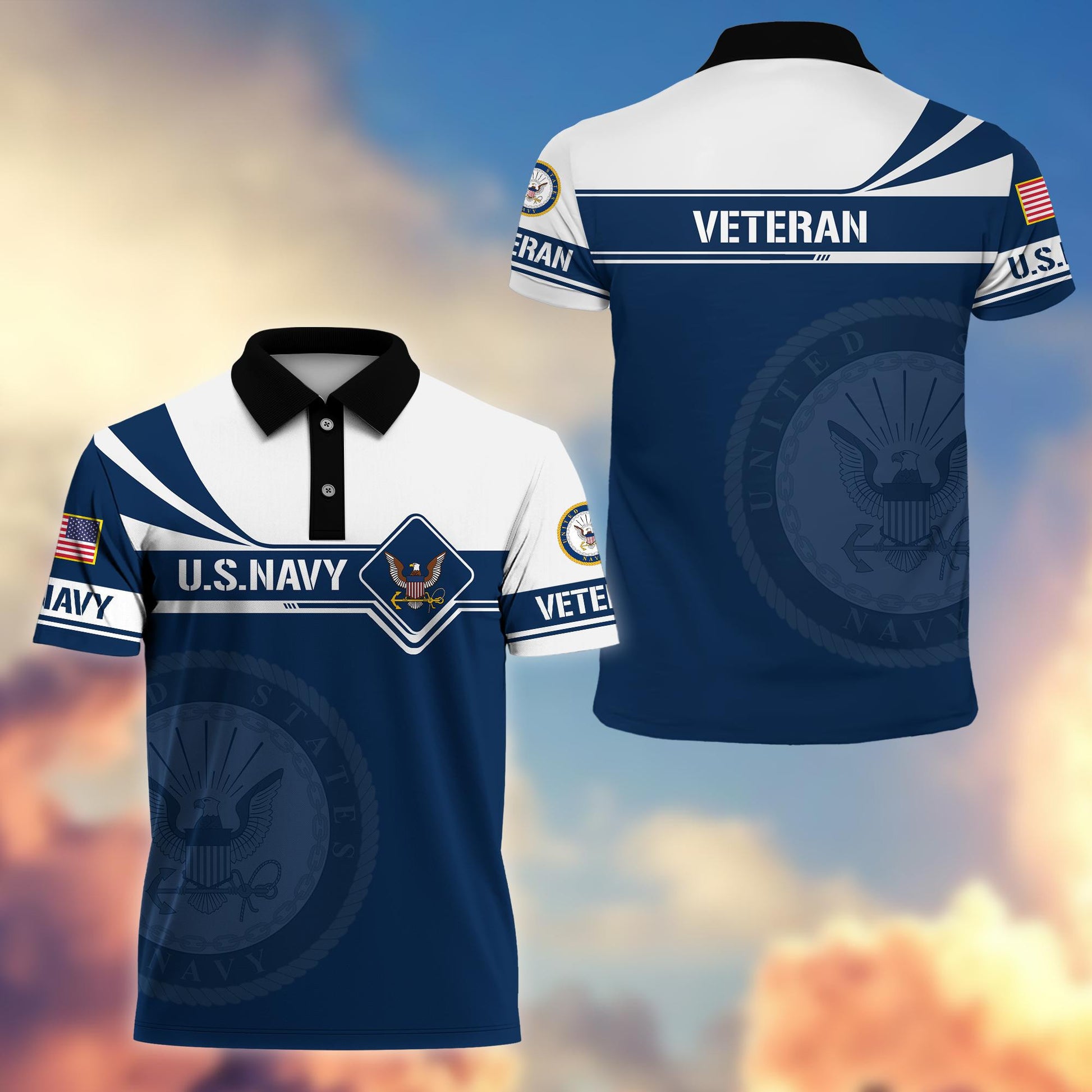 Premium US Navy Polo Shirt, Gift for Navy Veteran VPVC202402
