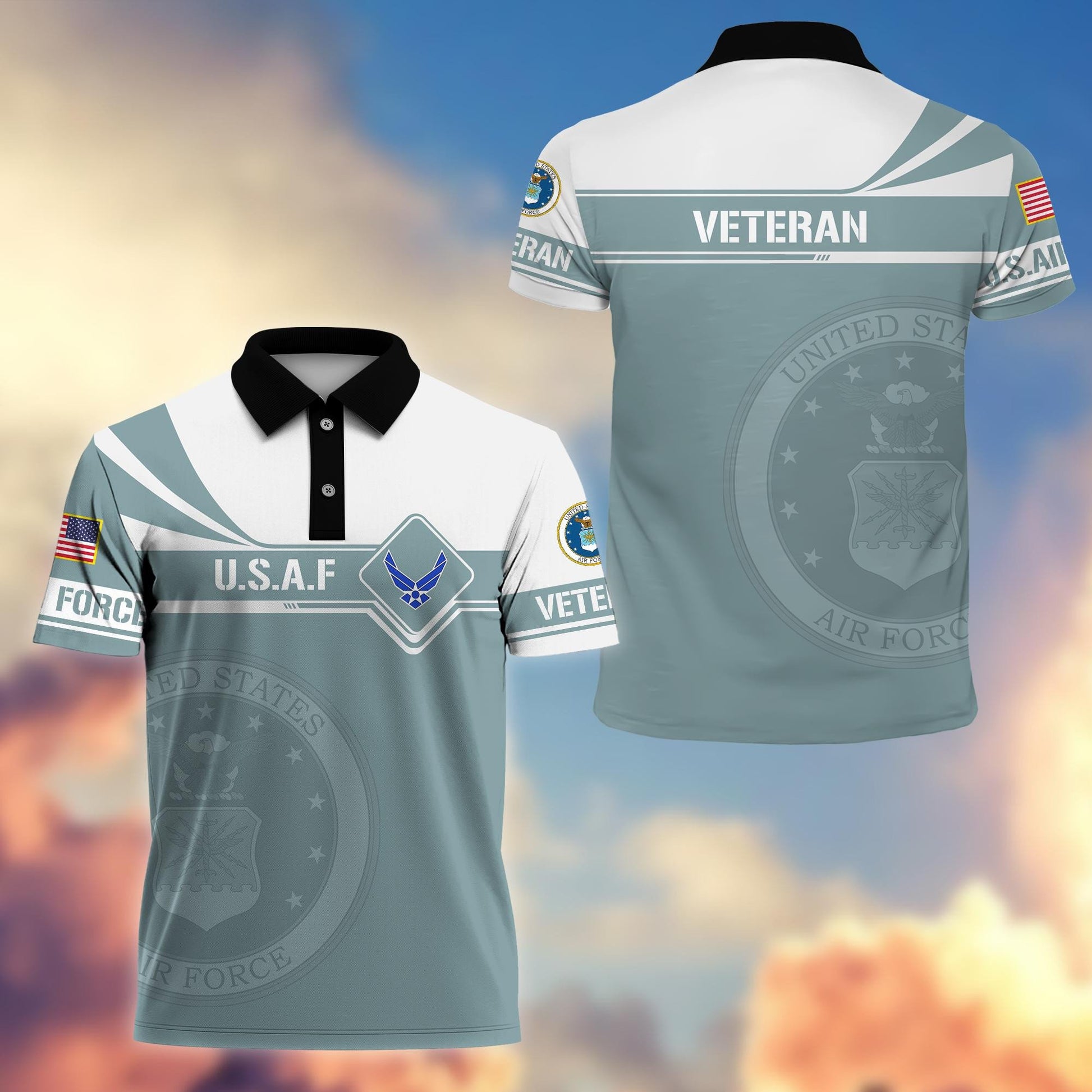 Premium USAF Polo Shirt, Gift for Air Force Veteran VPVC202404