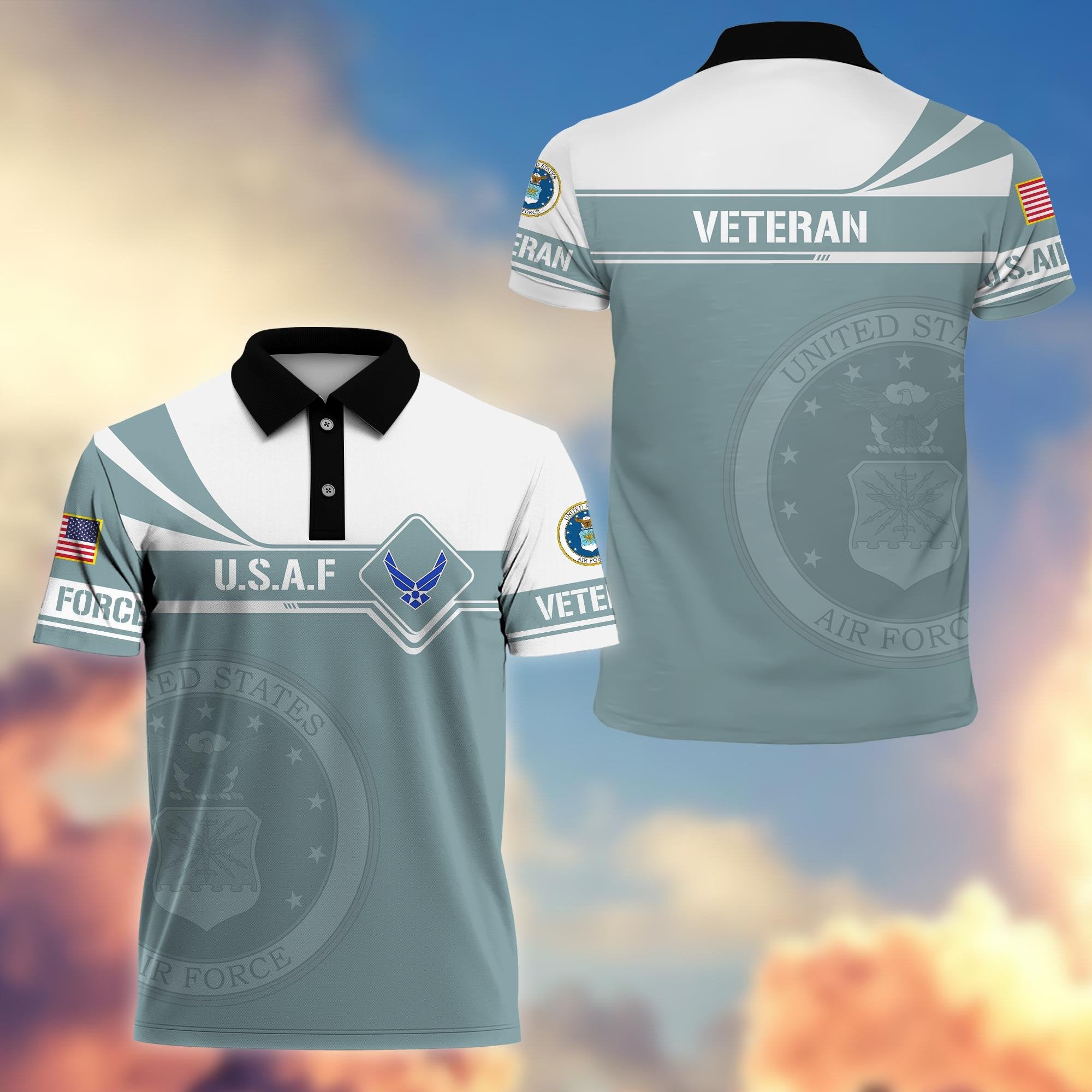 Premium USAF Polo Shirt, Gift for Air Force Veteran VPVC202404
