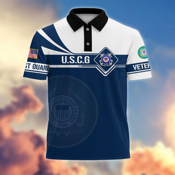 Premium USCG Polo Shirt, Gift for Coast Guard Veteran VPVC202405