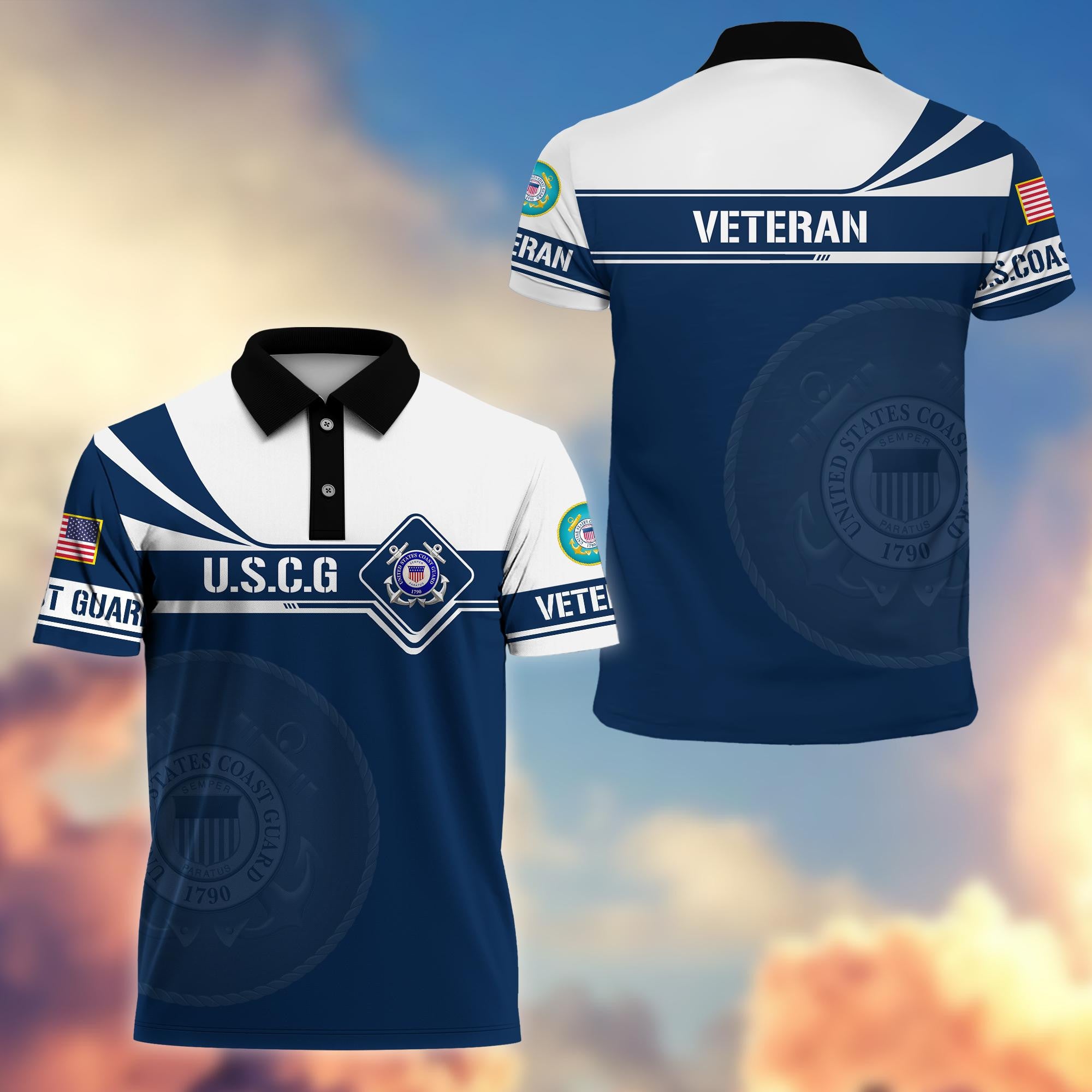 Premium USCG Polo Shirt, Gift for Coast Guard Veteran VPVC202405