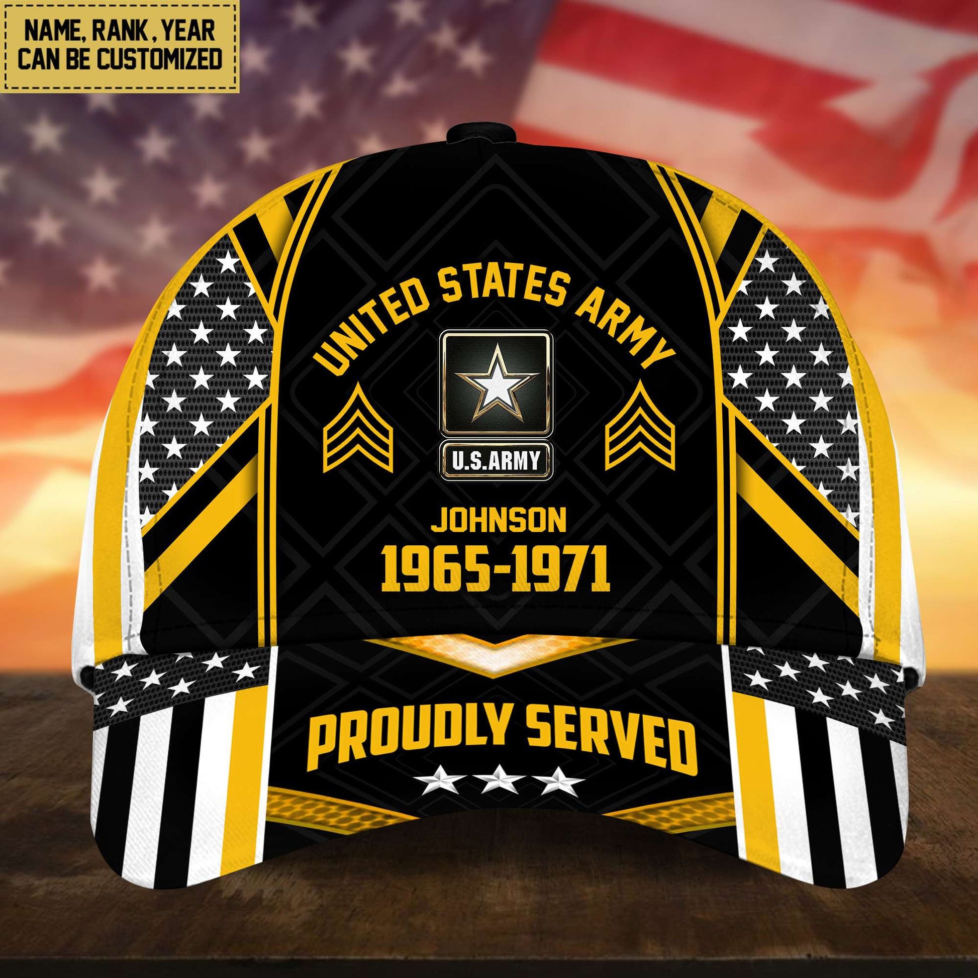 Premium US Army Cap, Hat For Army Veteran, Custom Name, Rank VPVC002301