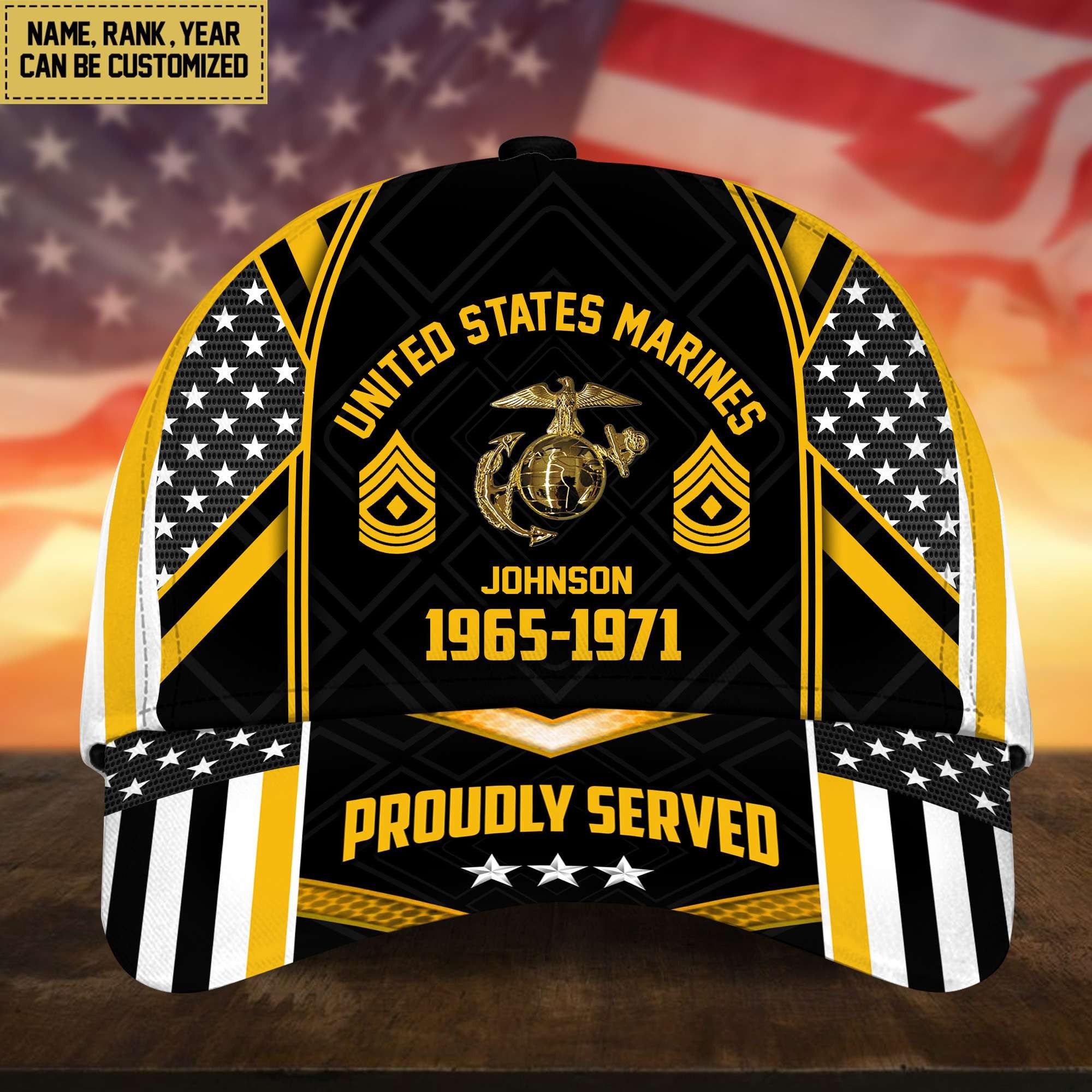 Premium USMC Cap, Hat For Marine Veteran, Custom Name, Rank VPVC002303