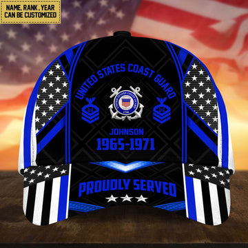 Premium USCG Cap, Hat For Coast Guard Veteran, Custom Name, Rank VPVC002305