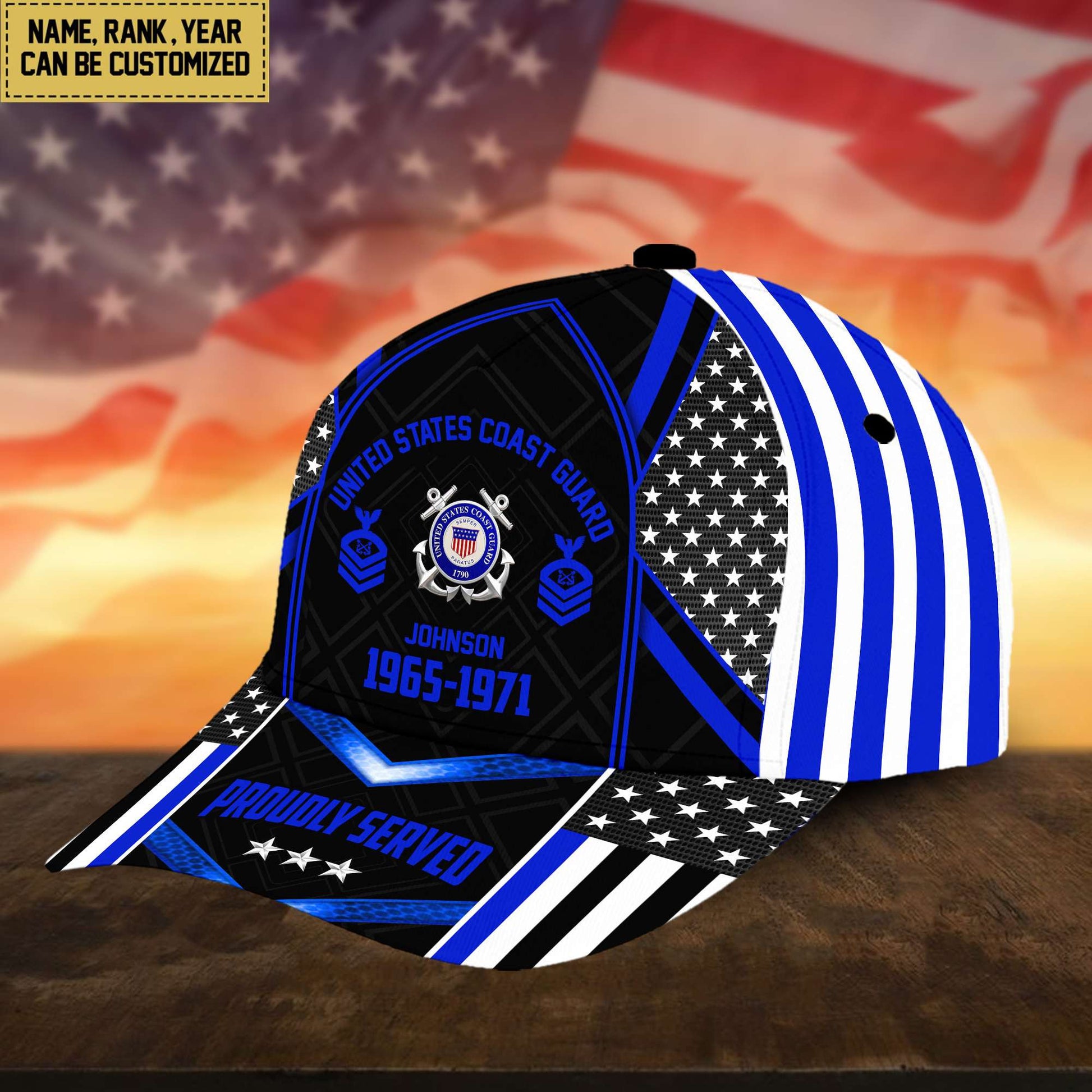 Premium USCG Cap, Hat For Coast Guard Veteran, Custom Name, Rank VPVC002305