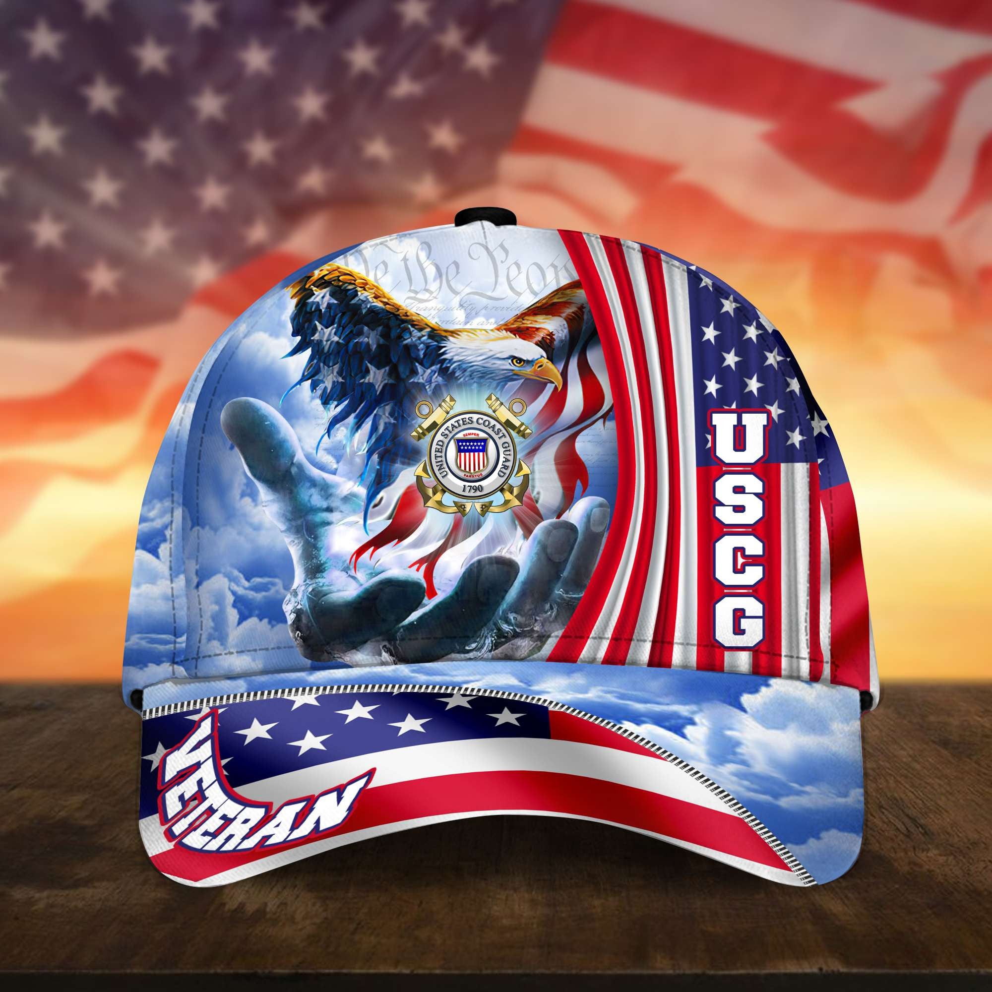 Premium Custom USCG Cap, Gifts for Coast Guard Veteran, Hat Gifts for Dad, for Husband, Gift for Veterans Day, Father's Day, Independence Day VPVC002605