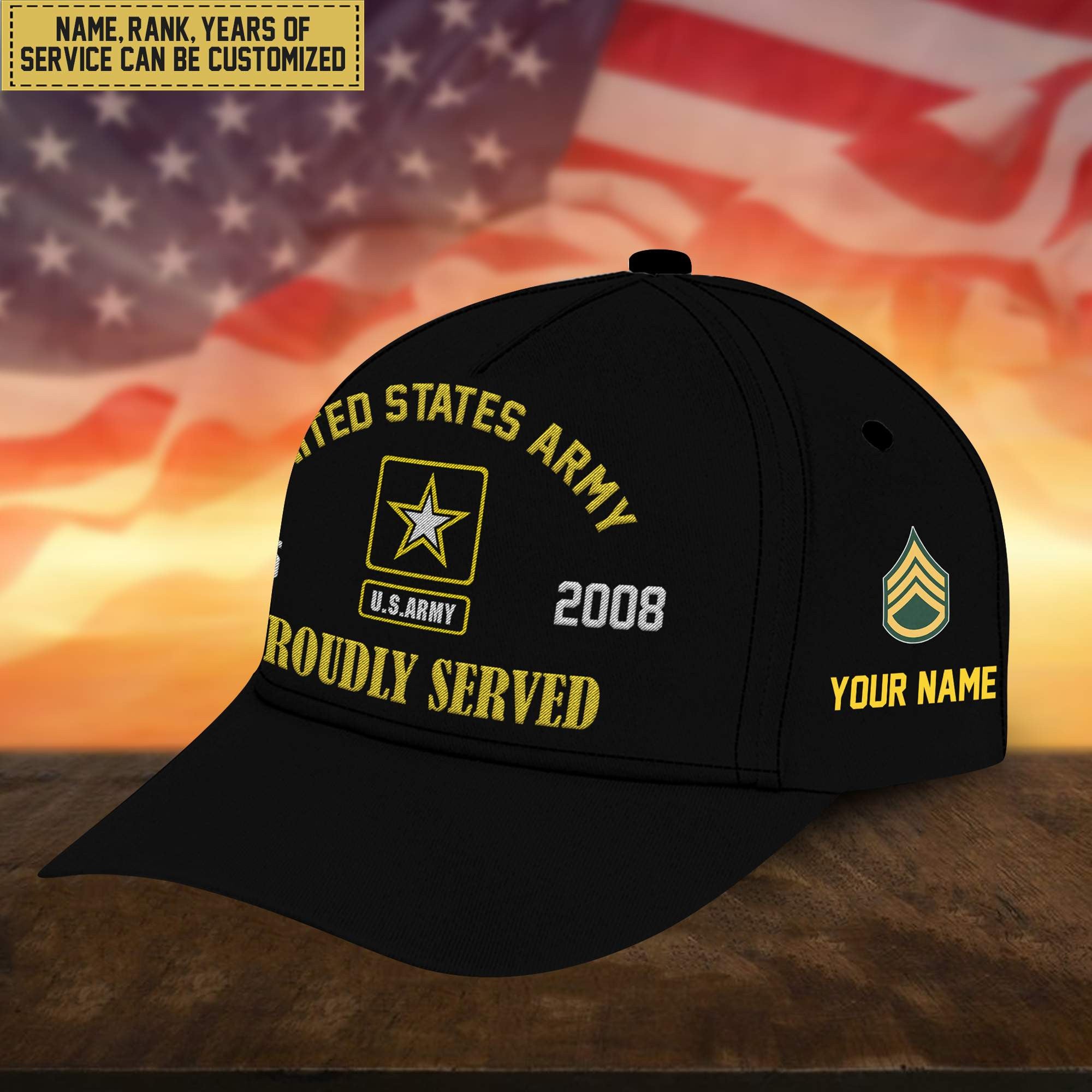 Premium Custom US Army Embroidered Cap, Hat for Army Veteran, Gifts for Dad, for Husband VPVC300101