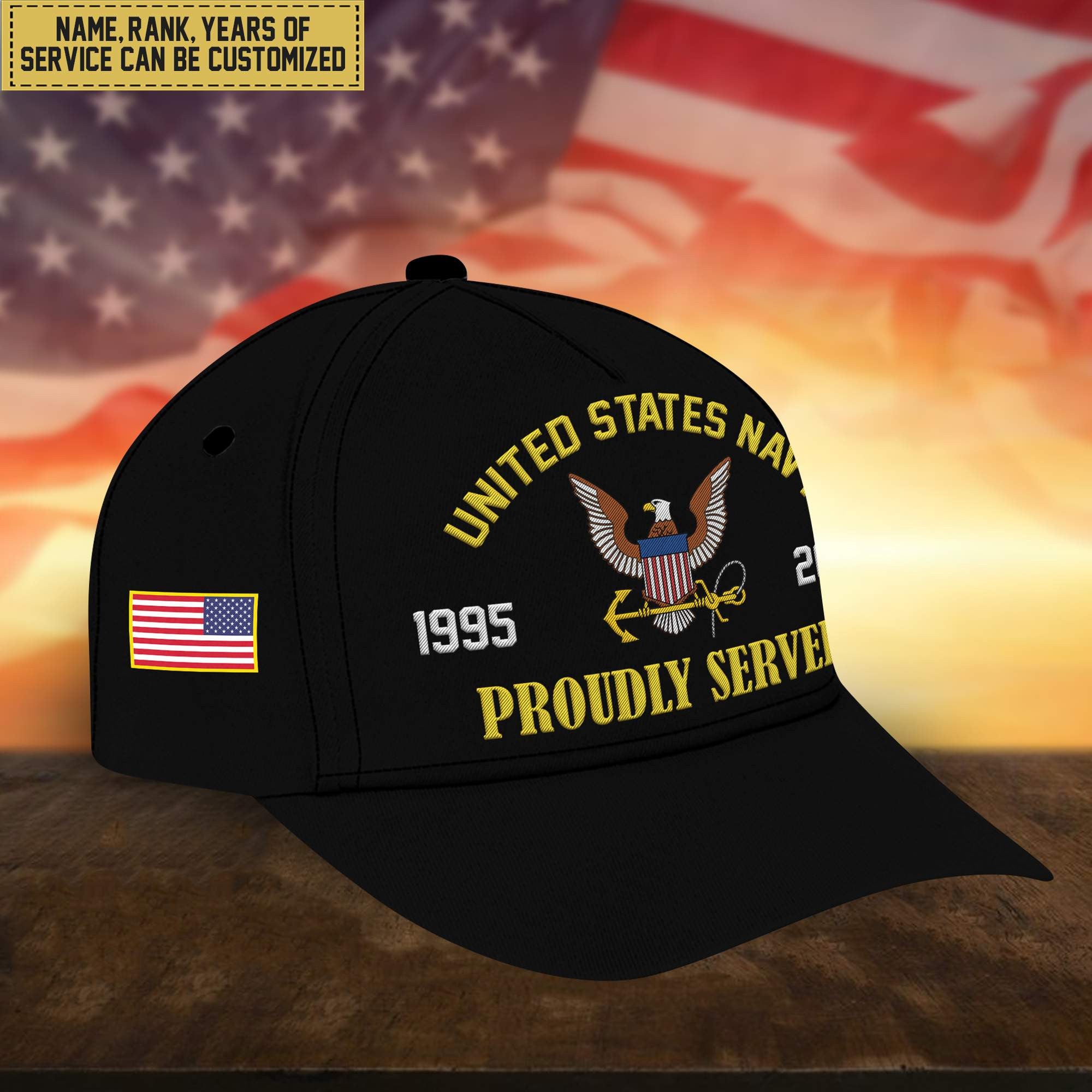 Premium Custom US Navy Embroidered Cap, Hat for Navy Veteran, Gifts for Dad, for Husband VPVC300102