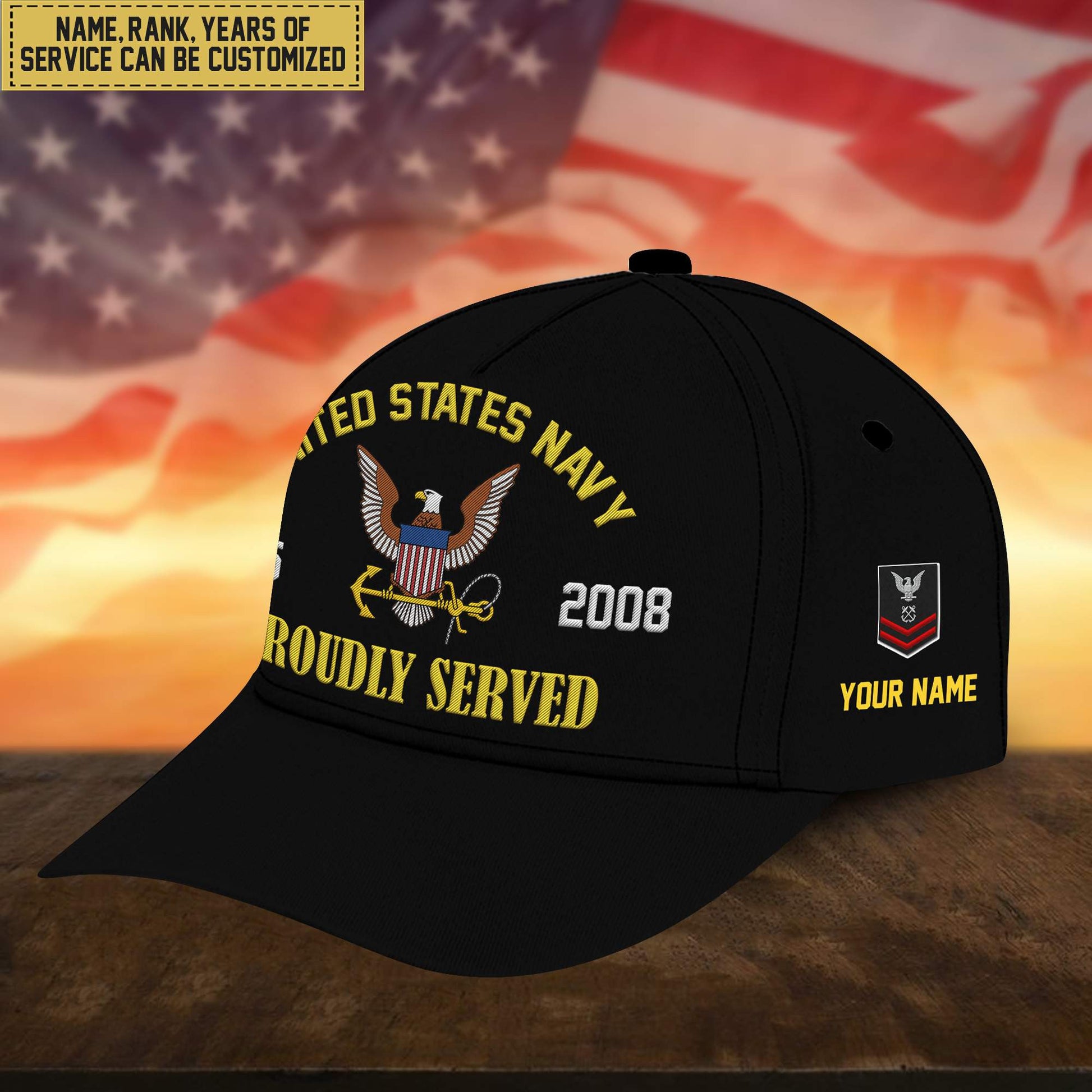 Premium Custom US Navy Embroidered Cap, Hat for Navy Veteran, Gifts for Dad, for Husband VPVC300102