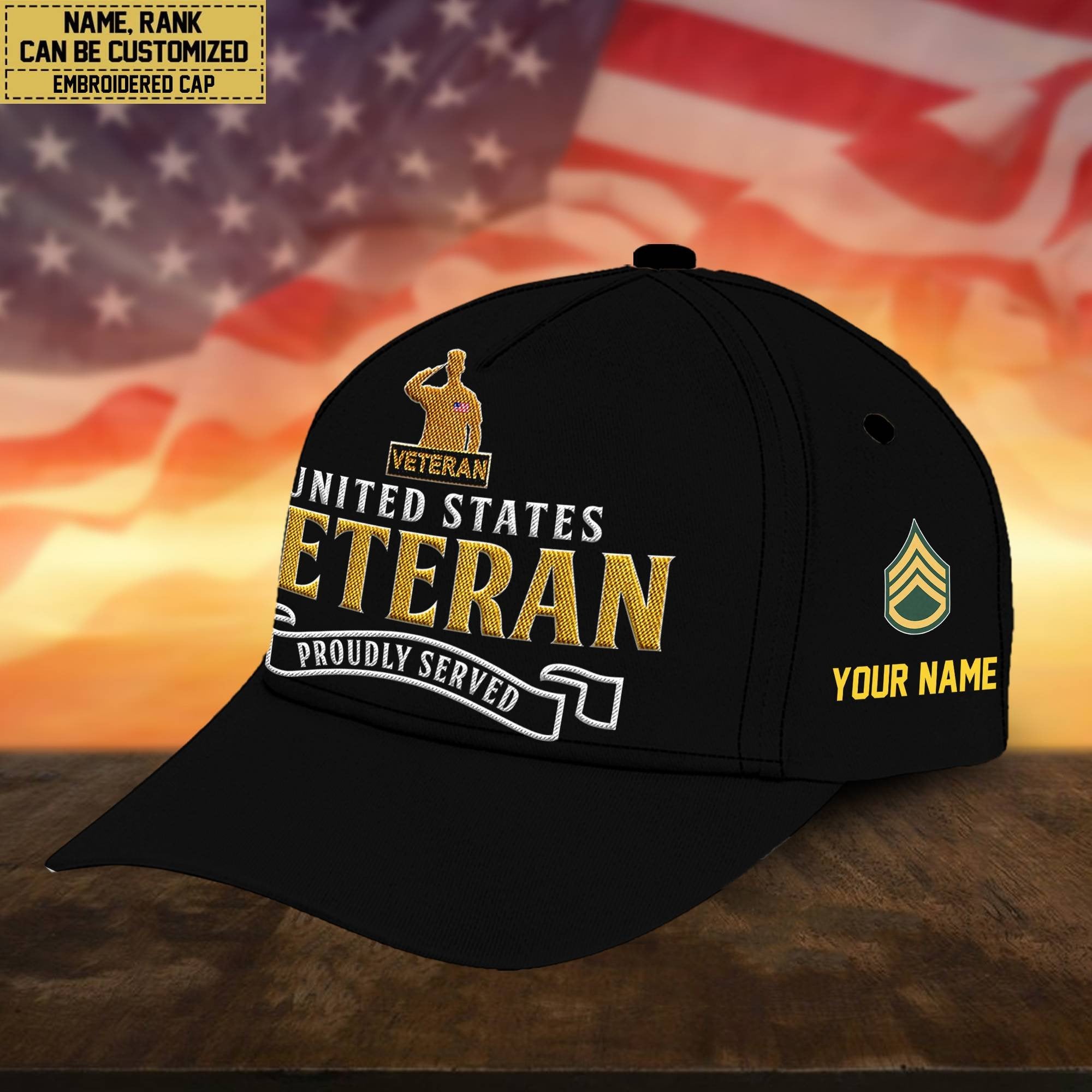Premium Custom US Veteran Embroidered Cap, Hat for US Veteran, Gifts for Dad, for Husband VPVC300207