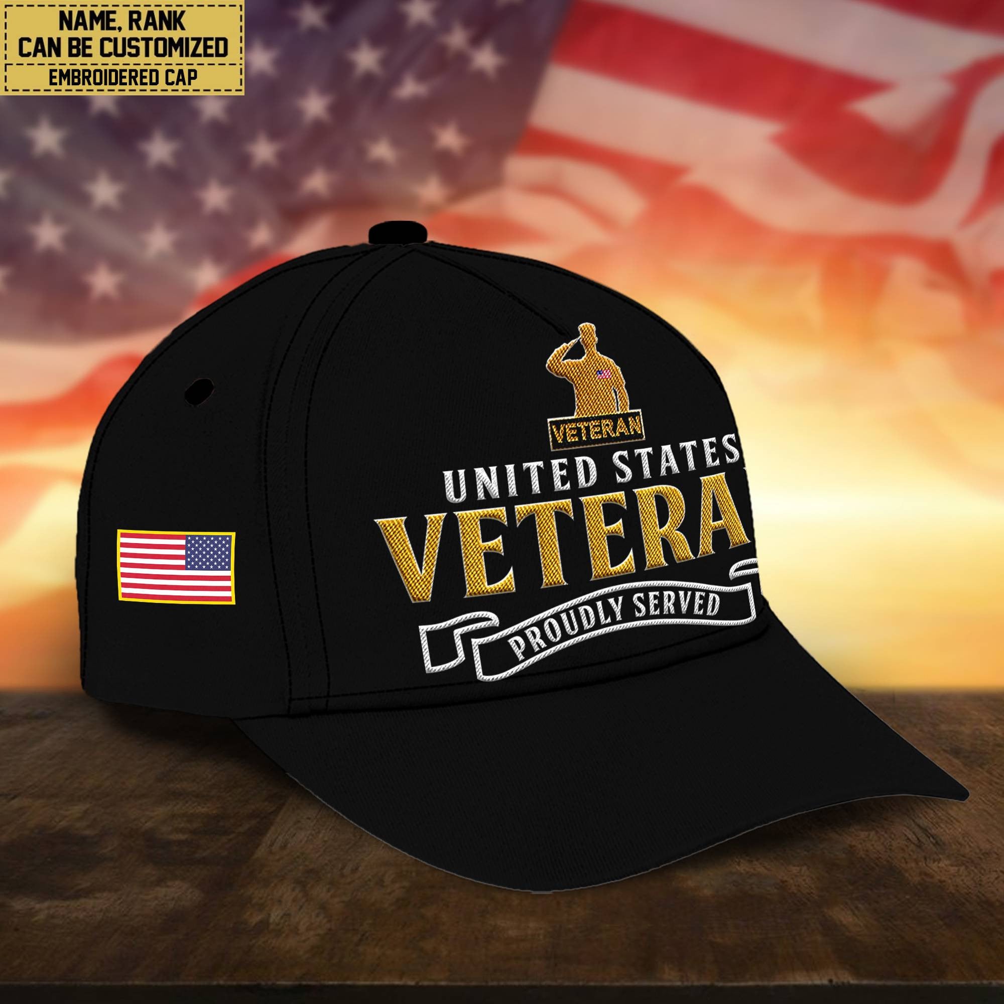 Premium Custom US Veteran Embroidered Cap, Hat for US Veteran, Gifts for Dad, for Husband VPVC300207