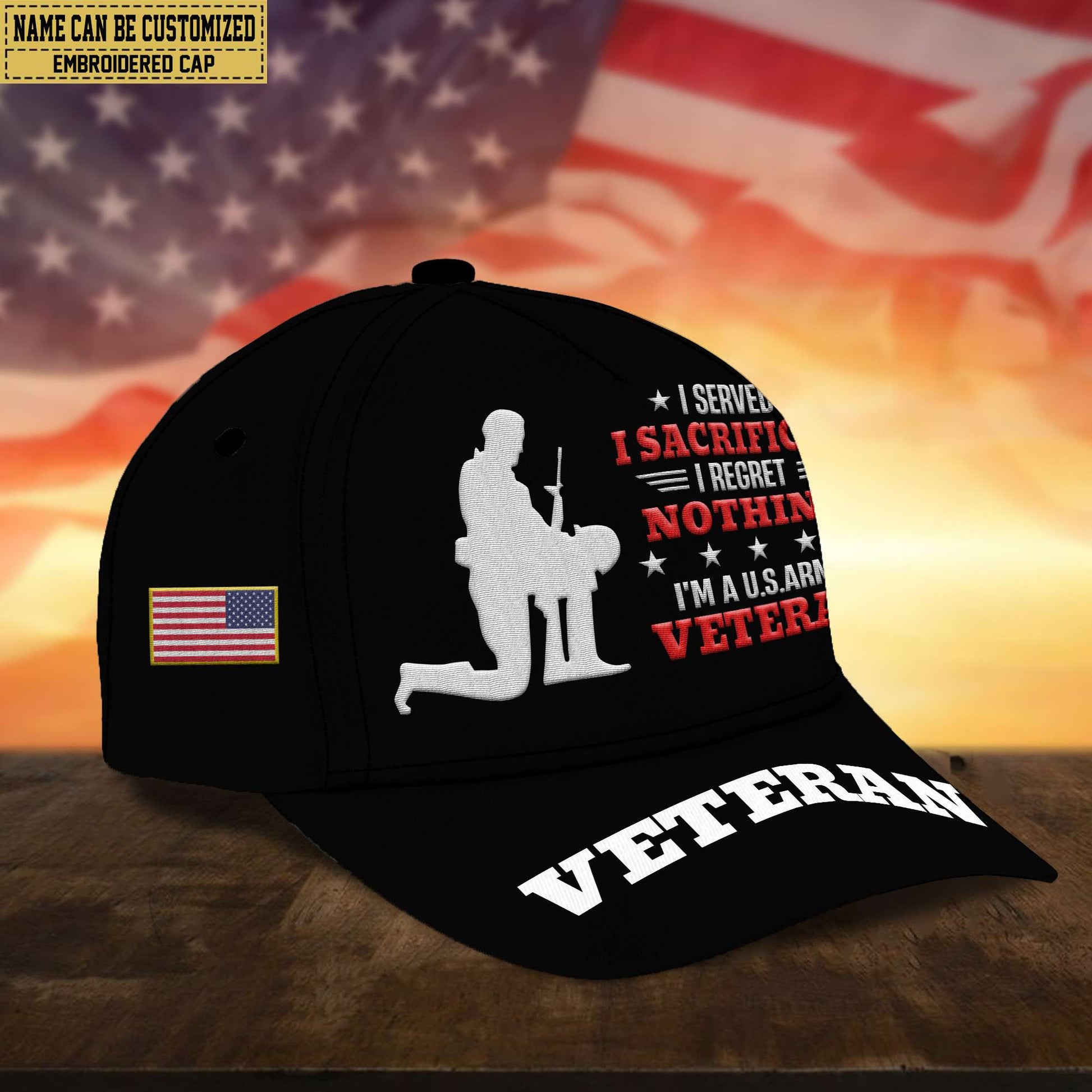 Premium Custom Name US Army Embroidered Cap, Gifts for Army Veteran, Gifts for Father's Day, Veterans Day VPVC300801