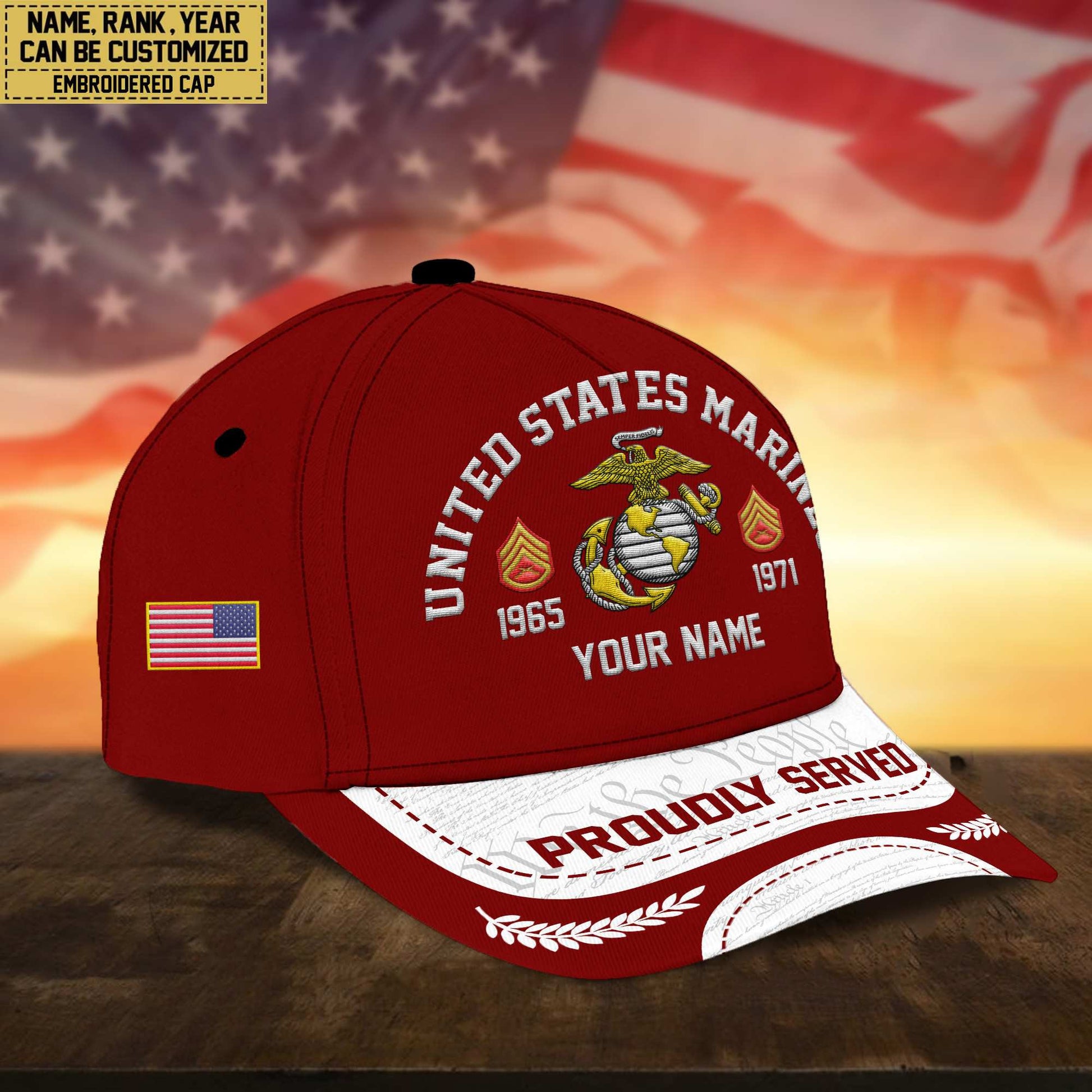 Premium Custom USMC Embroidered Cap, Gifts for Marine Veteran, Gifts for Father's Day, Veterans Day VPVC300603