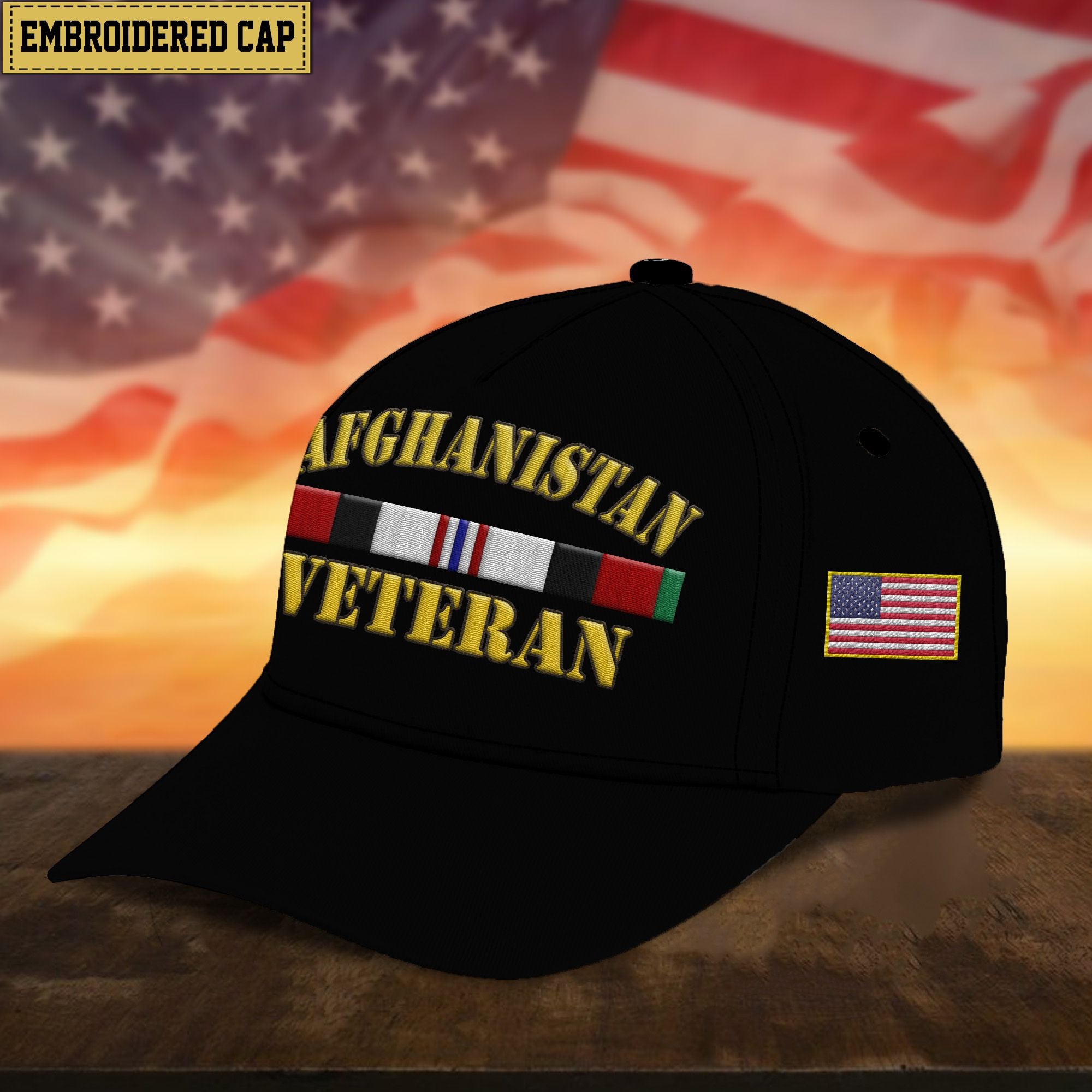 Premium Afghanistan Veteran Embroidered Cap, Gifts for Afghanistan Veteran, Gifts for Father's Day, Veterans Day VPVC300902