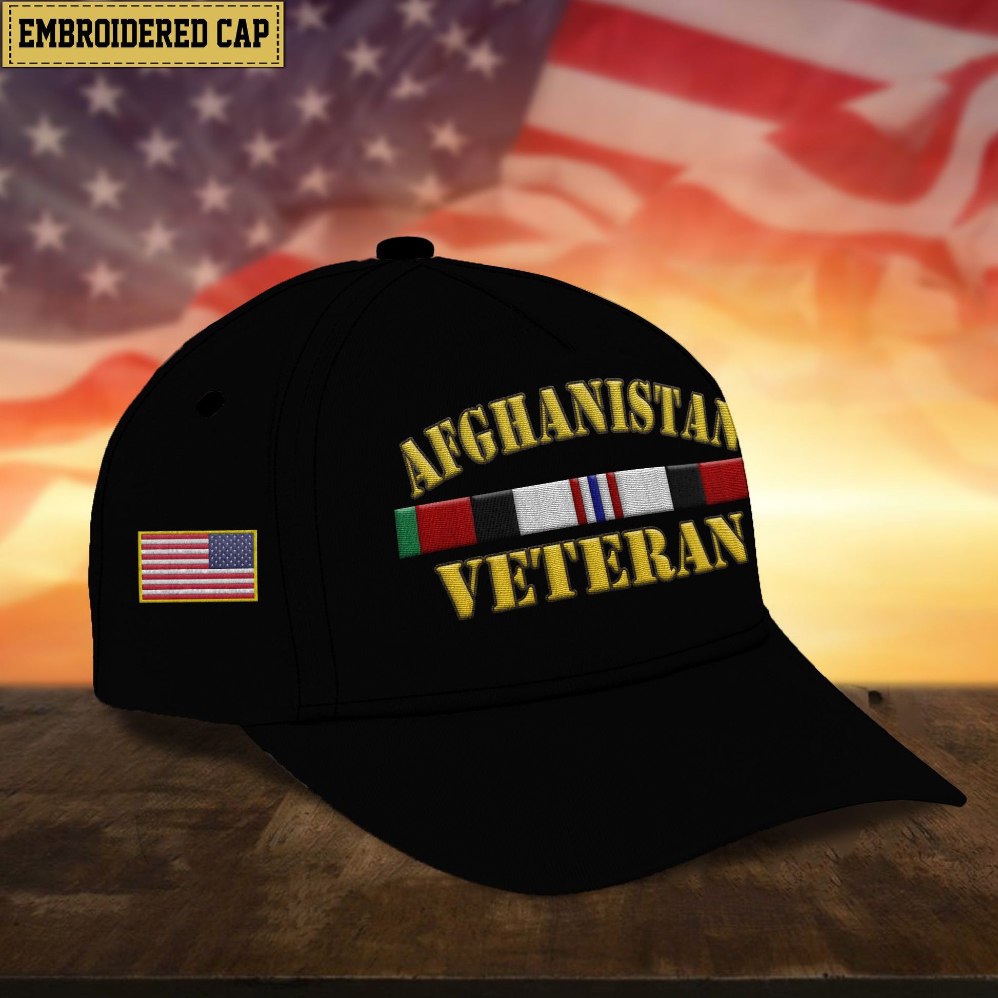 Premium Afghanistan Veteran Embroidered Cap, Gifts for Afghanistan Veteran, Gifts for Father's Day, Veterans Day VPVC300902