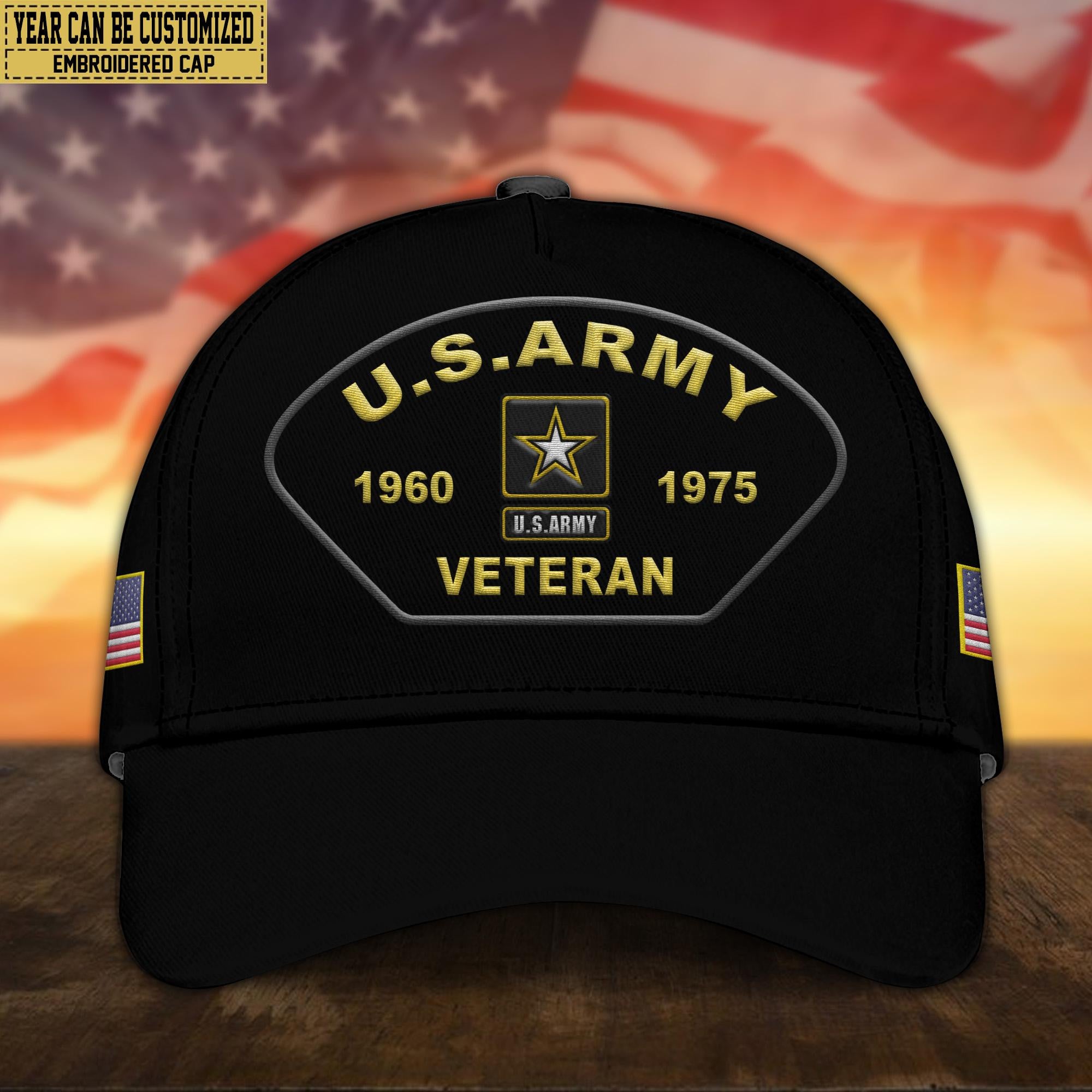 Premium US Army Veteran Embroidered Cap, Gifts for Army Veteran, Gifts for Father's Day, Veterans Day VPVC301001