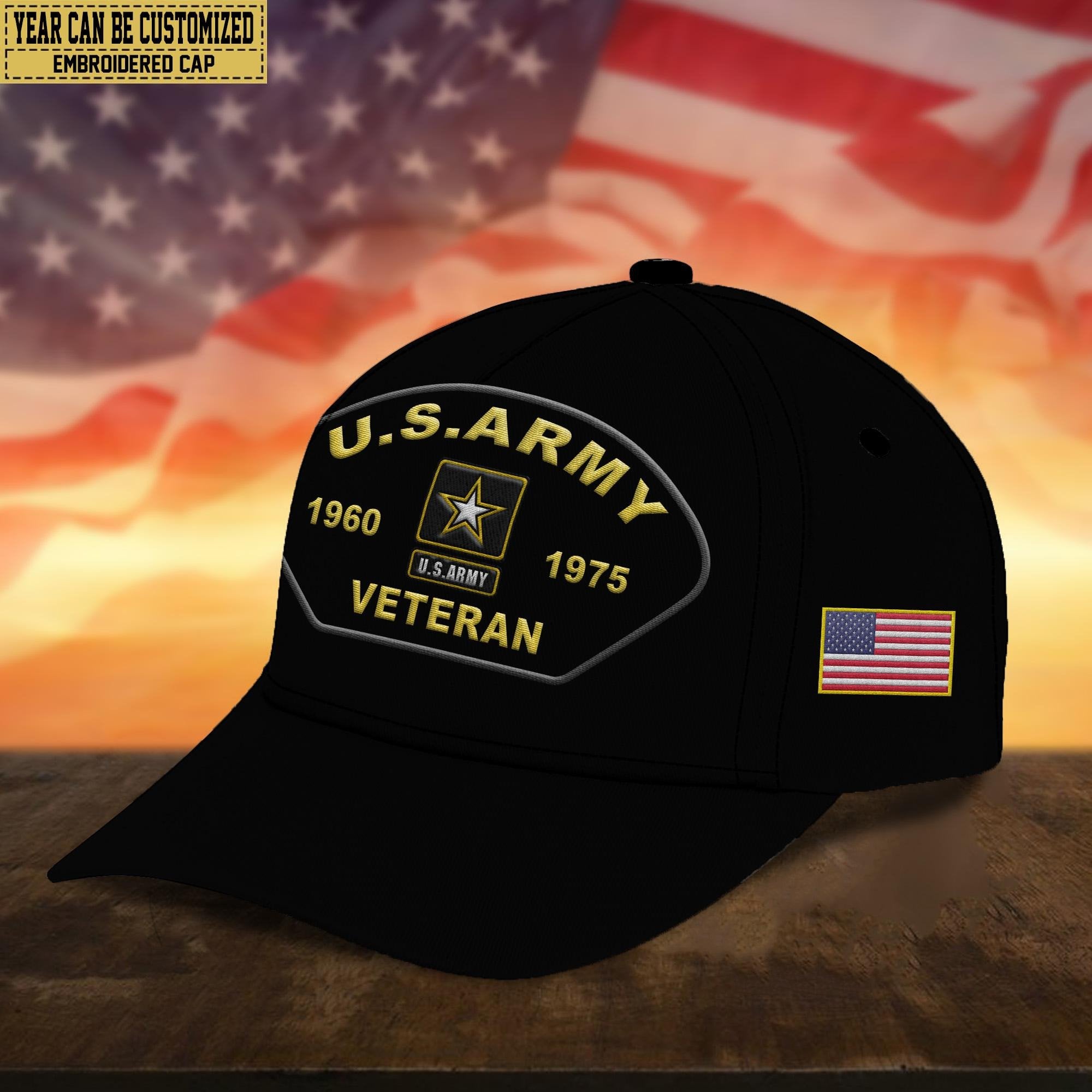 Premium US Army Veteran Embroidered Cap, Gifts for Army Veteran, Gifts for Father's Day, Veterans Day VPVC301001