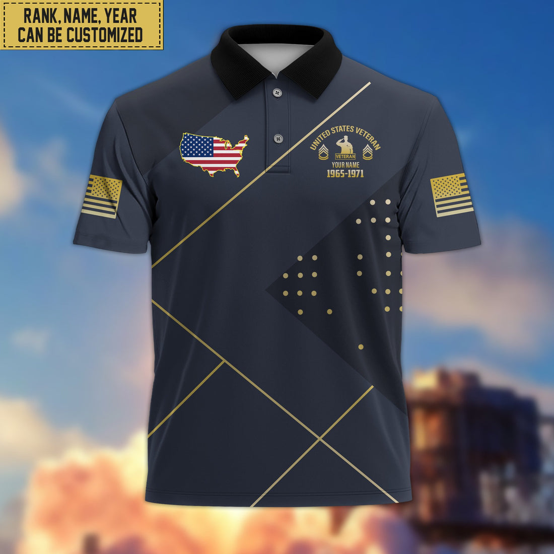 Premium Custom Name, Rank US Veteran Polo Shirt, Gifts for US Veteran VPVC202007