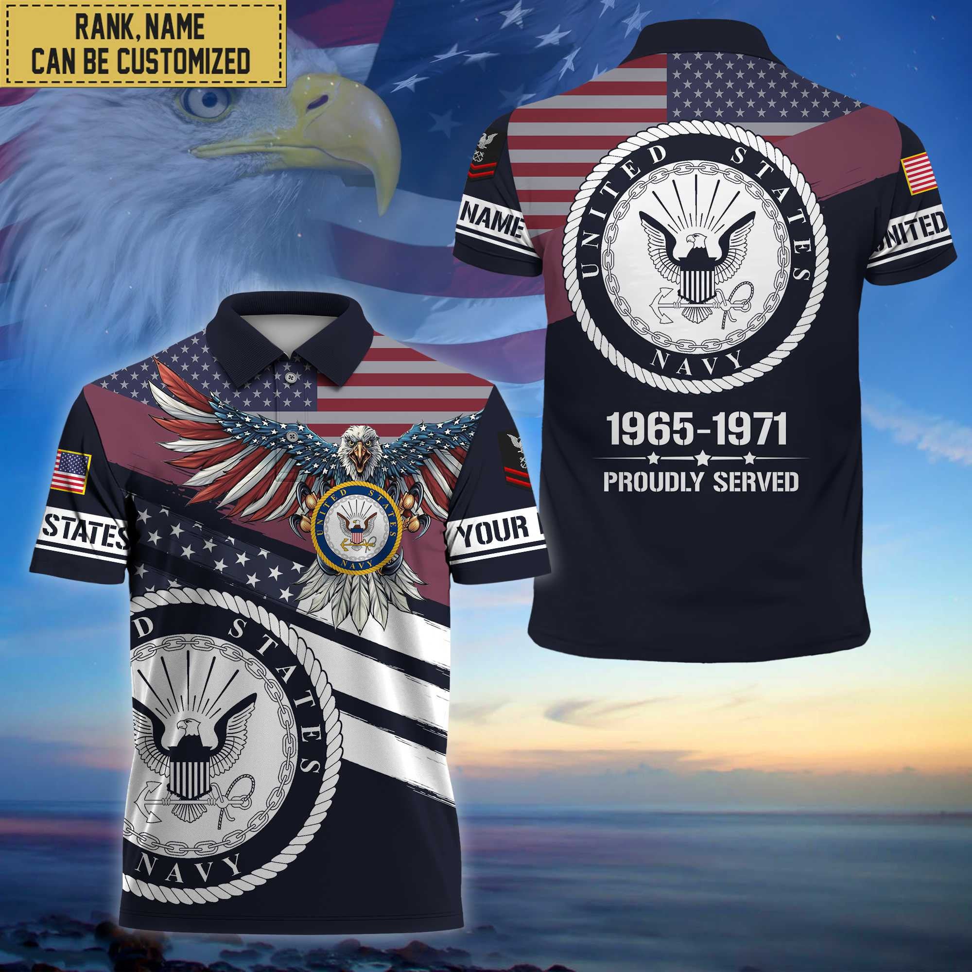 Premium Custom US Navy Polo Shirt, Gifts for Navy Veteran, Gifts For Dad, For Husband VPVC202102