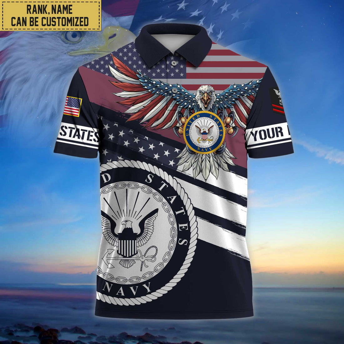 Premium Custom US Navy Polo Shirt, Gifts for Navy Veteran, Gifts For Dad, For Husband VPVC202102