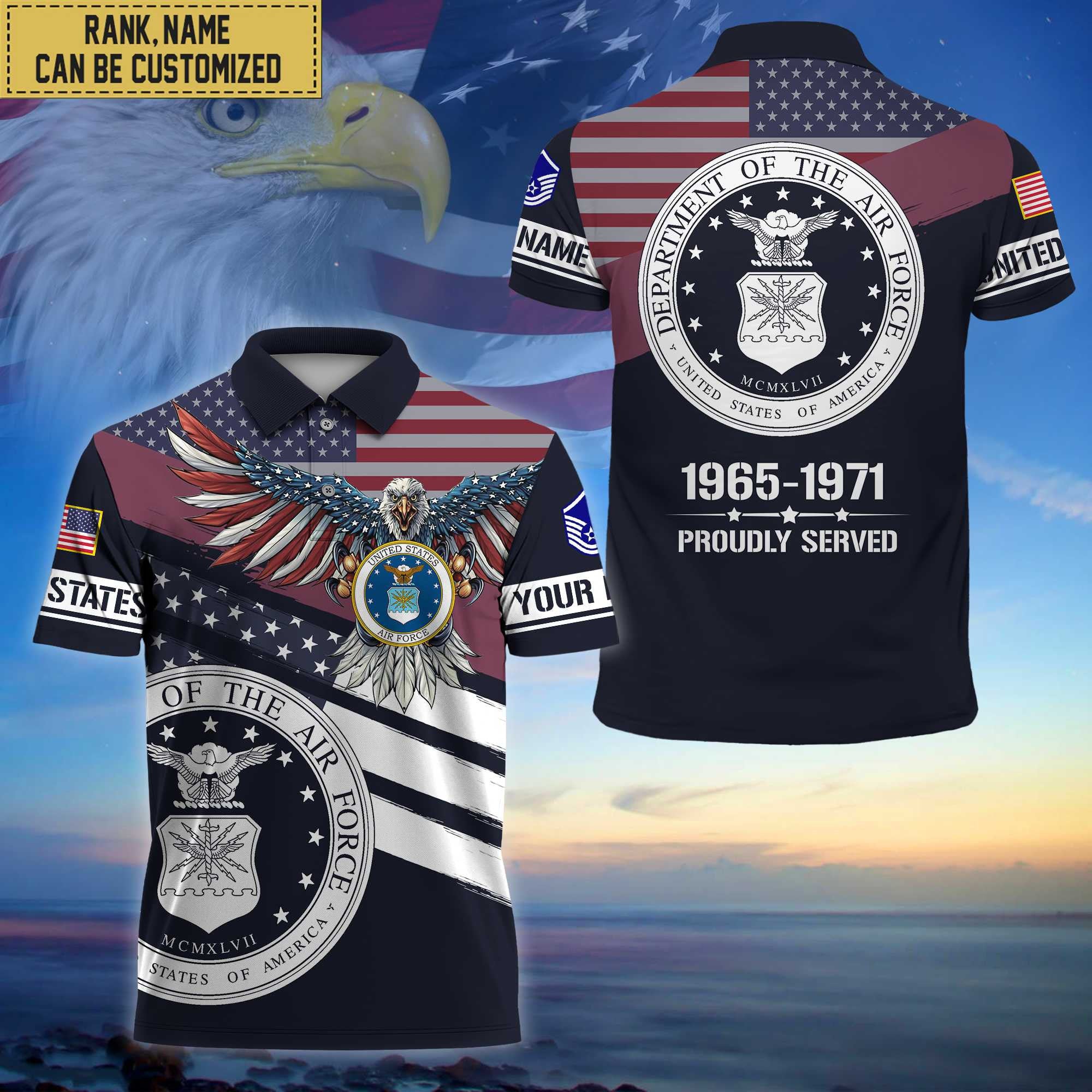 Premium Custom USAF Polo Shirt, Gifts for Air Force Veteran, Gifts For Dad, For Husband VPVC202104