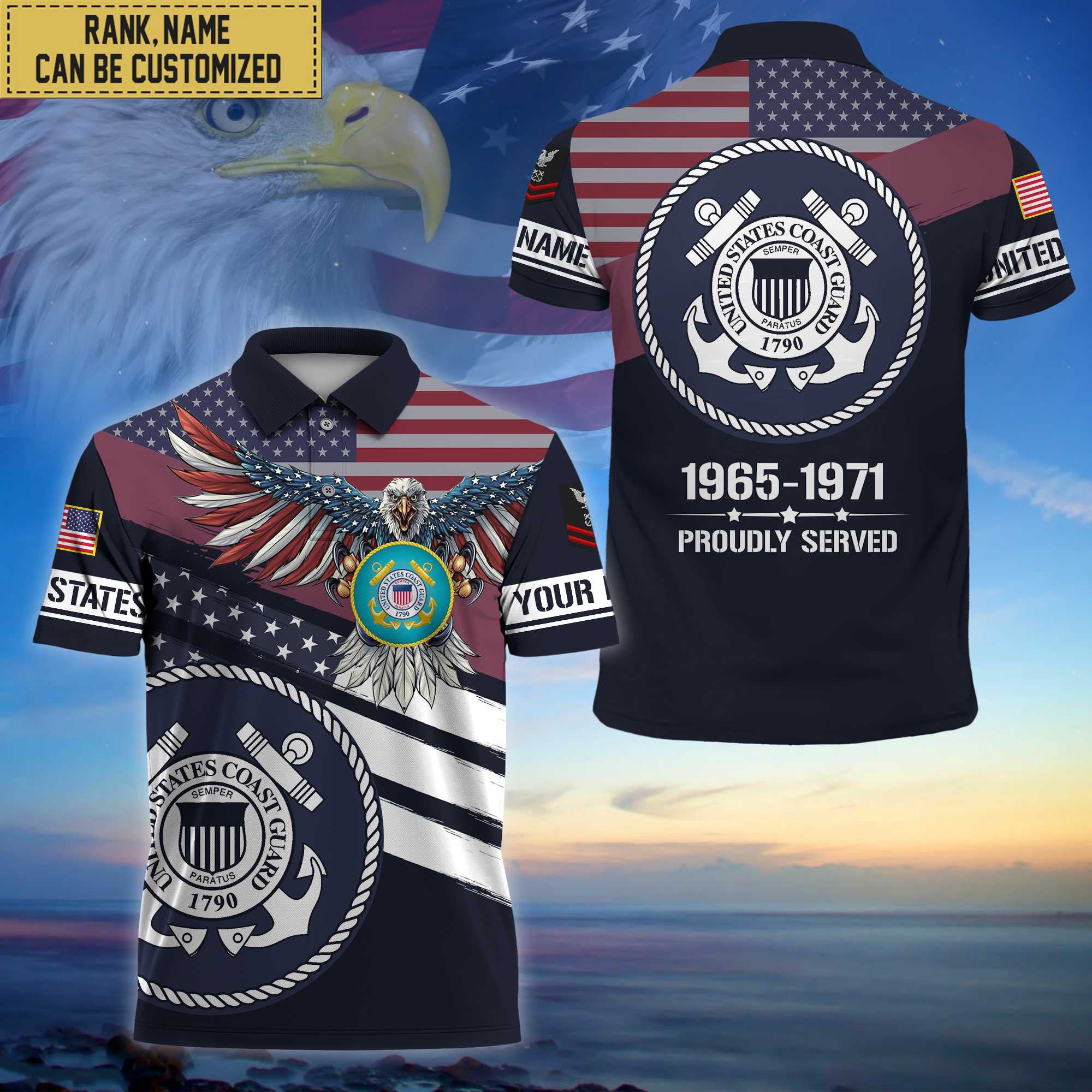 Premium Custom USCG Polo Shirt, Gifts for Coast Guard Veteran, Gifts For Dad, For Husband VPVC202105