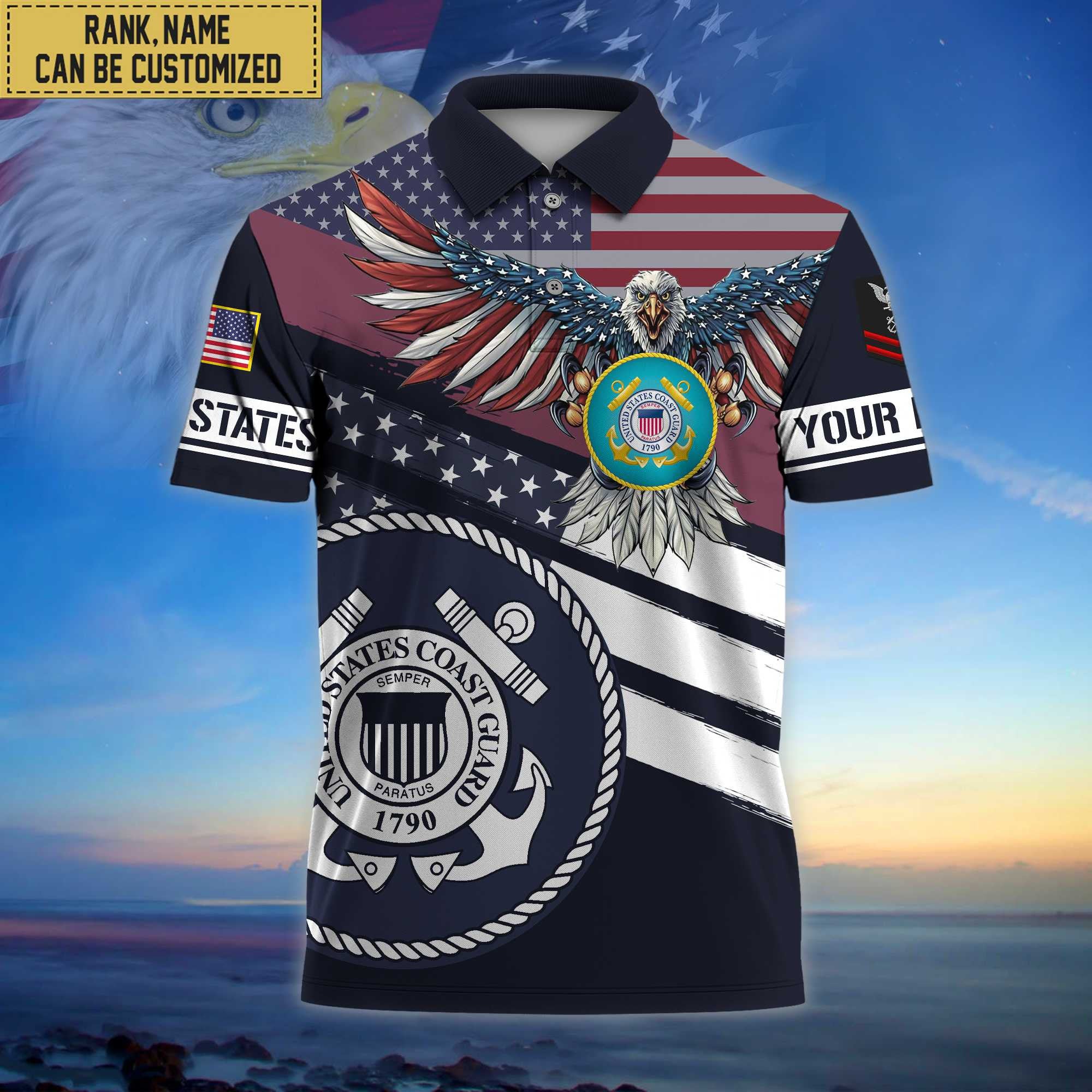 Premium Custom USCG Polo Shirt, Gifts for Coast Guard Veteran, Gifts For Dad, For Husband VPVC202105