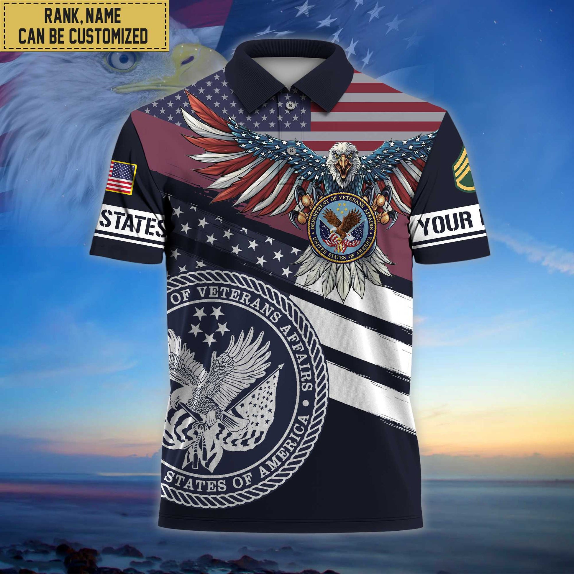 Premium Custom US Veteran Polo Shirt, Gifts for US Veteran, Gifts For Dad, For Husband VPVC202107