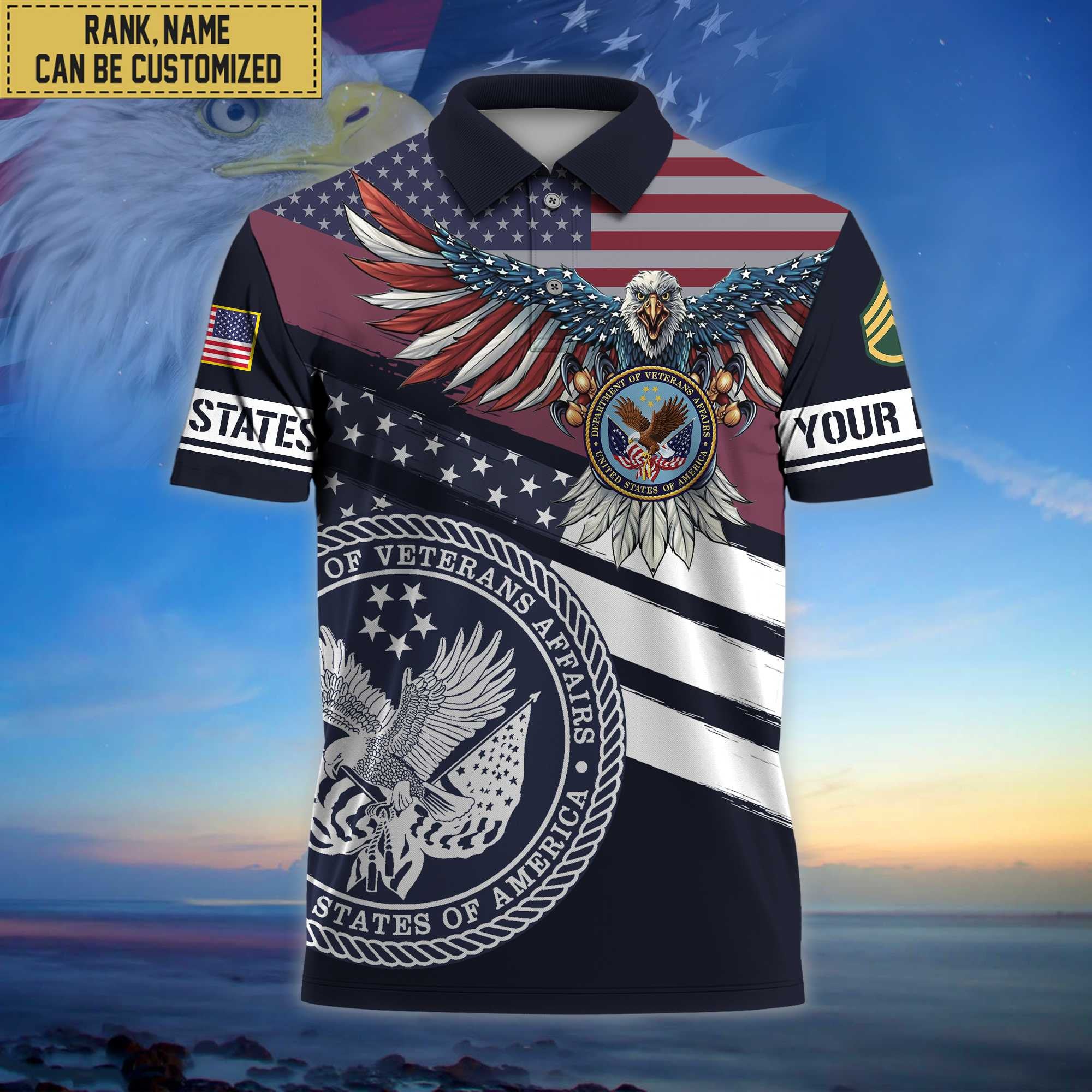 Premium Custom US Veteran Polo Shirt, Gifts for US Veteran, Gifts For Dad, For Husband VPVC202107