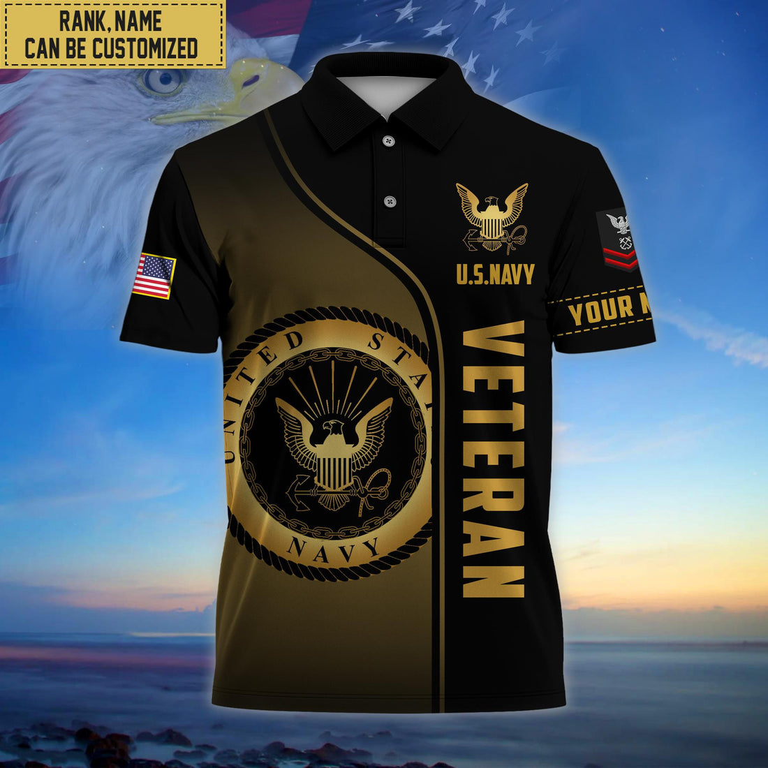Premium Custom US Navy Polo Shirt, Gifts for Navy Veteran, Gifts For Dad, For Husband VPVC202202