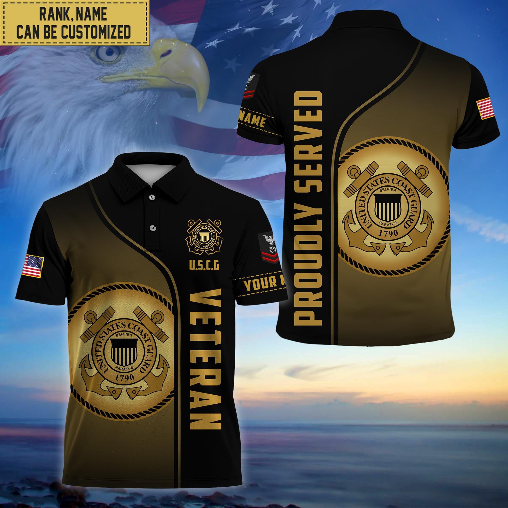 Premium Custom USCG Polo Shirt, Gifts for Coast Guard Veteran, Gifts For Dad, For Husband VPVC202205