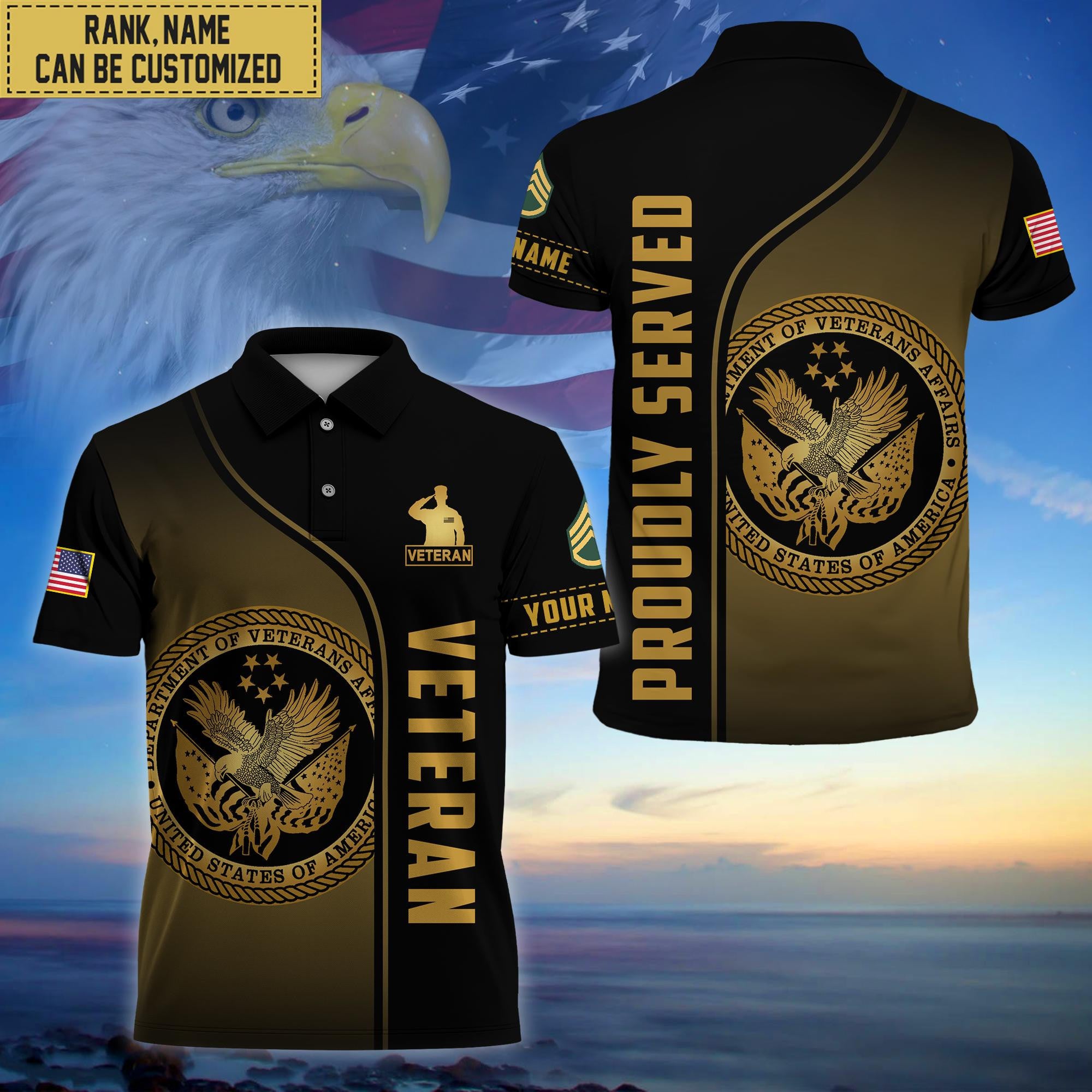 Premium Custom US Veteran Polo Shirt, Gifts for US Veteran, Gifts For Dad, For Husband VPVC202207