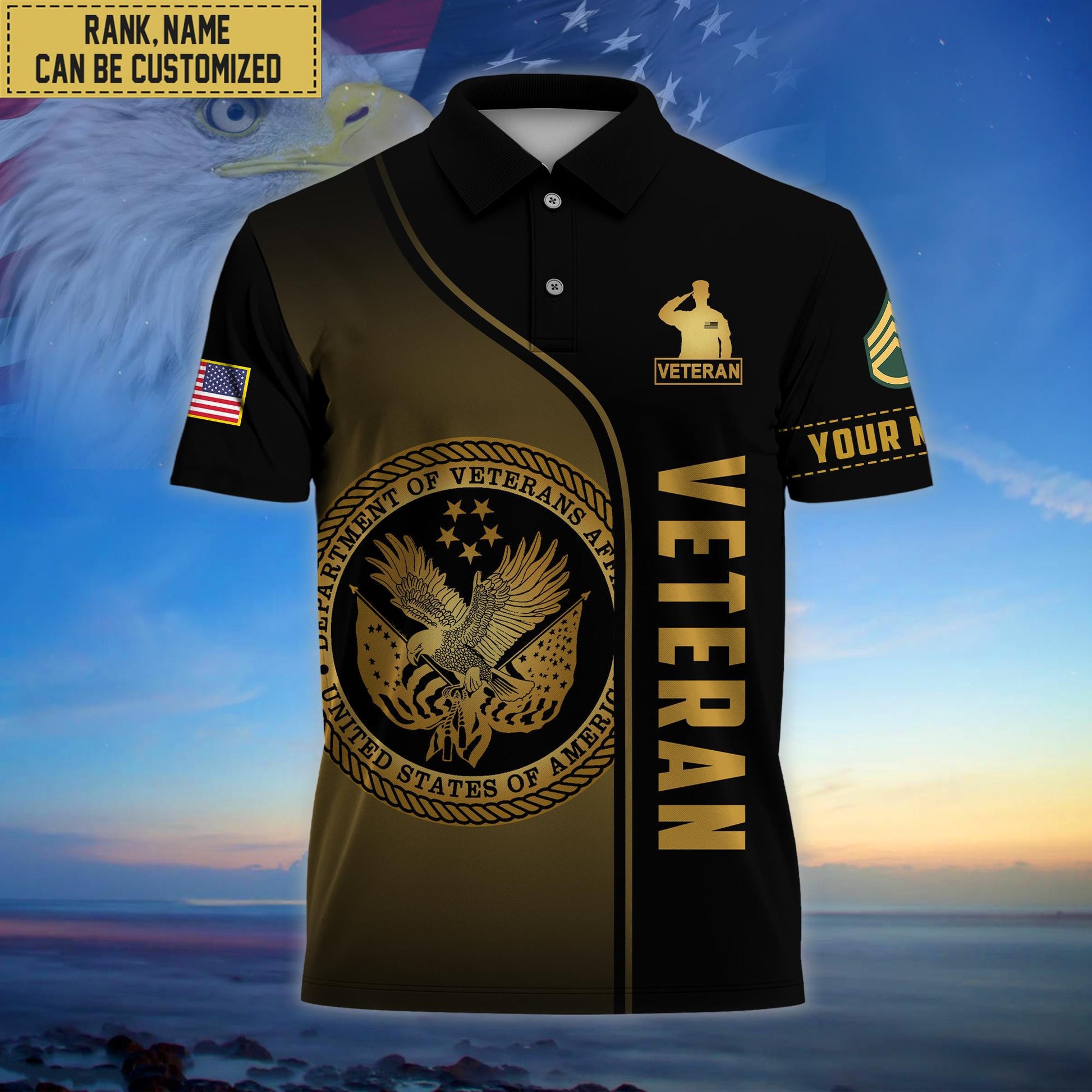 Premium Custom US Veteran Polo Shirt, Gifts for US Veteran, Gifts For Dad, For Husband VPVC202207