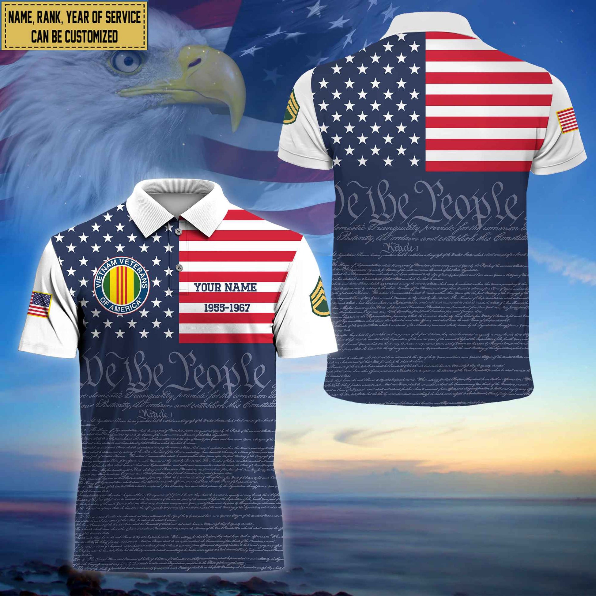 Premium Custom Name, Rank Vietnam Veteran Polo Shirt, Gifts for Vietnam Veteran VPVC202306