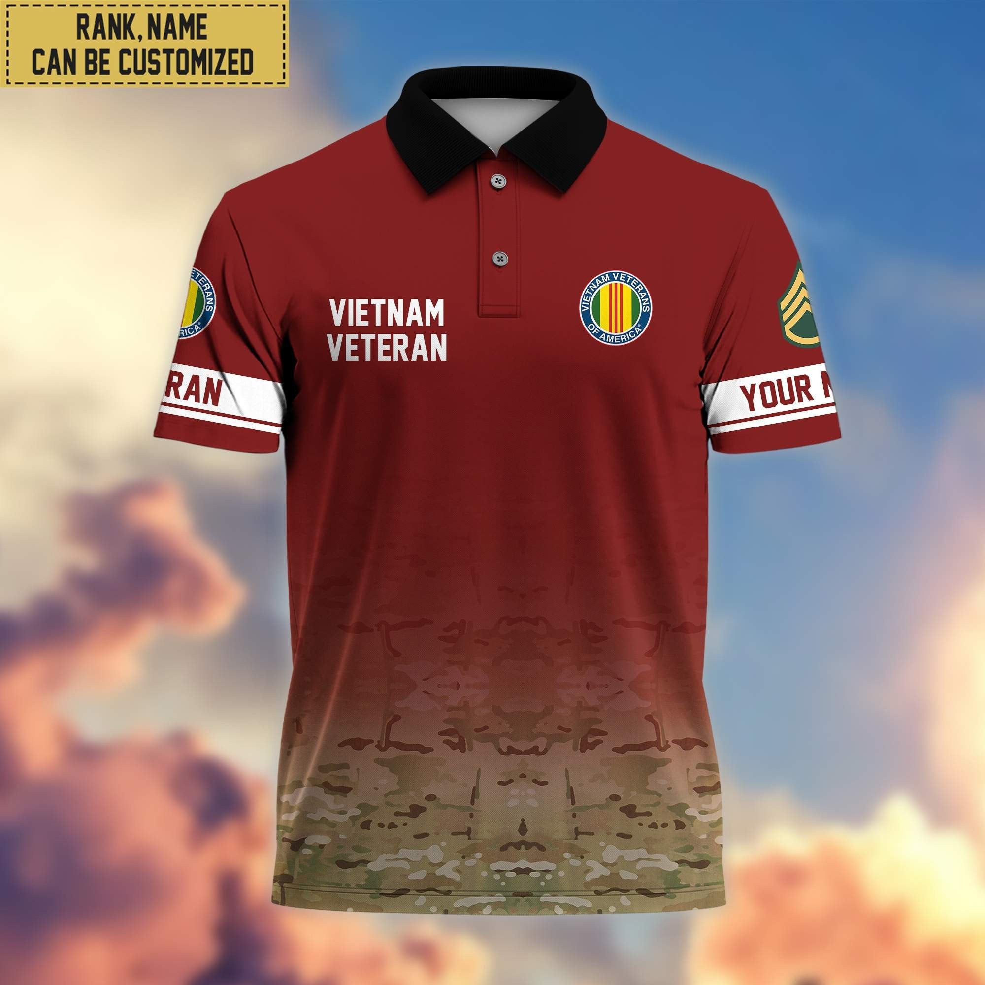Premium Custom Name, Rank US Veteran Polo Shirt, Gifts for US Veteran VPVC202607