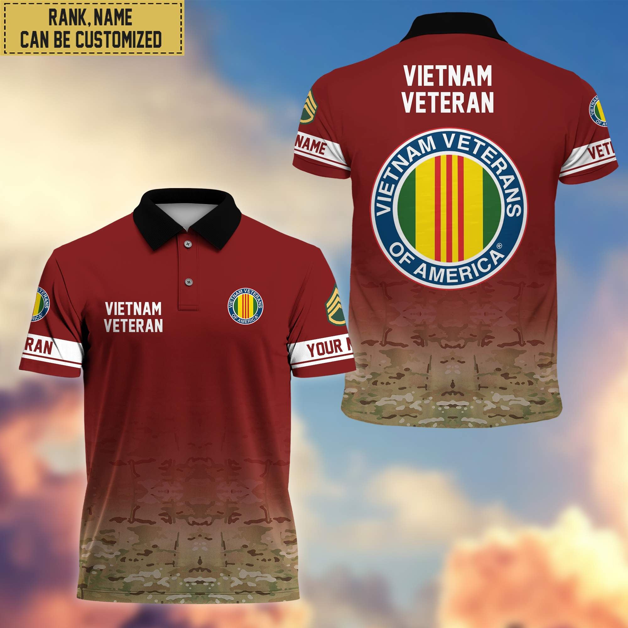 Premium Custom Name, Rank US Veteran Polo Shirt, Gifts for US Veteran VPVC202607