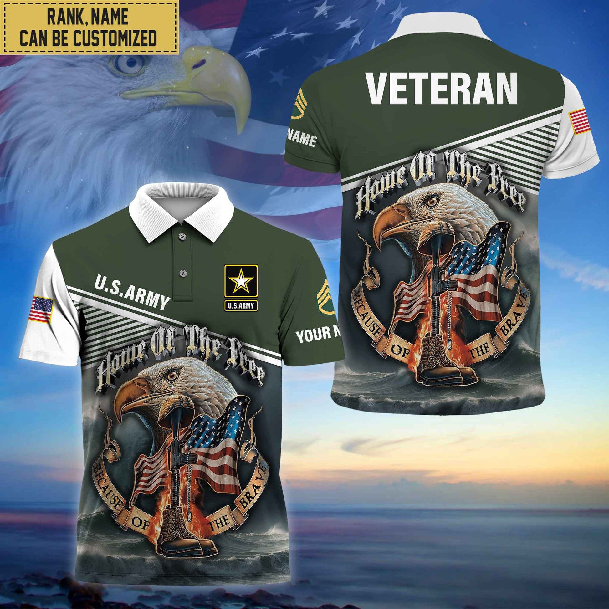 Premium Custom US Army Polo Shirt, Gifts For Veterans Day, Father's Day, Gifts for Army Veteran VPVC202701