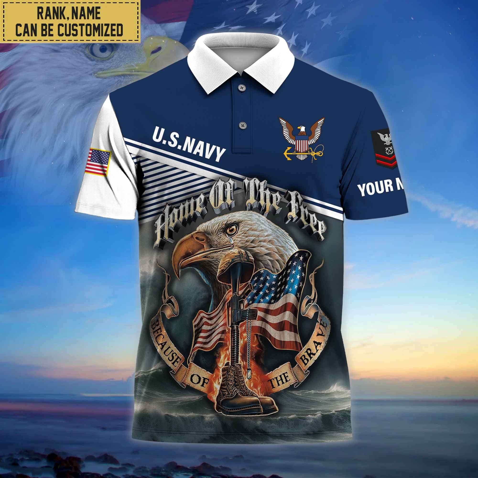 Premium Custom US Navy Polo Shirt, Gifts For Veterans Day, Father's Day, Gifts for Navy Veteran VPVC202702