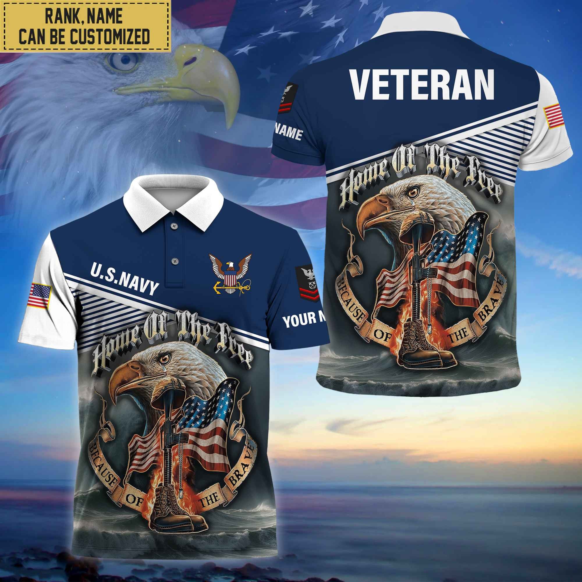 Premium Custom US Navy Polo Shirt, Gifts For Veterans Day, Father's Day, Gifts for Navy Veteran VPVC202702