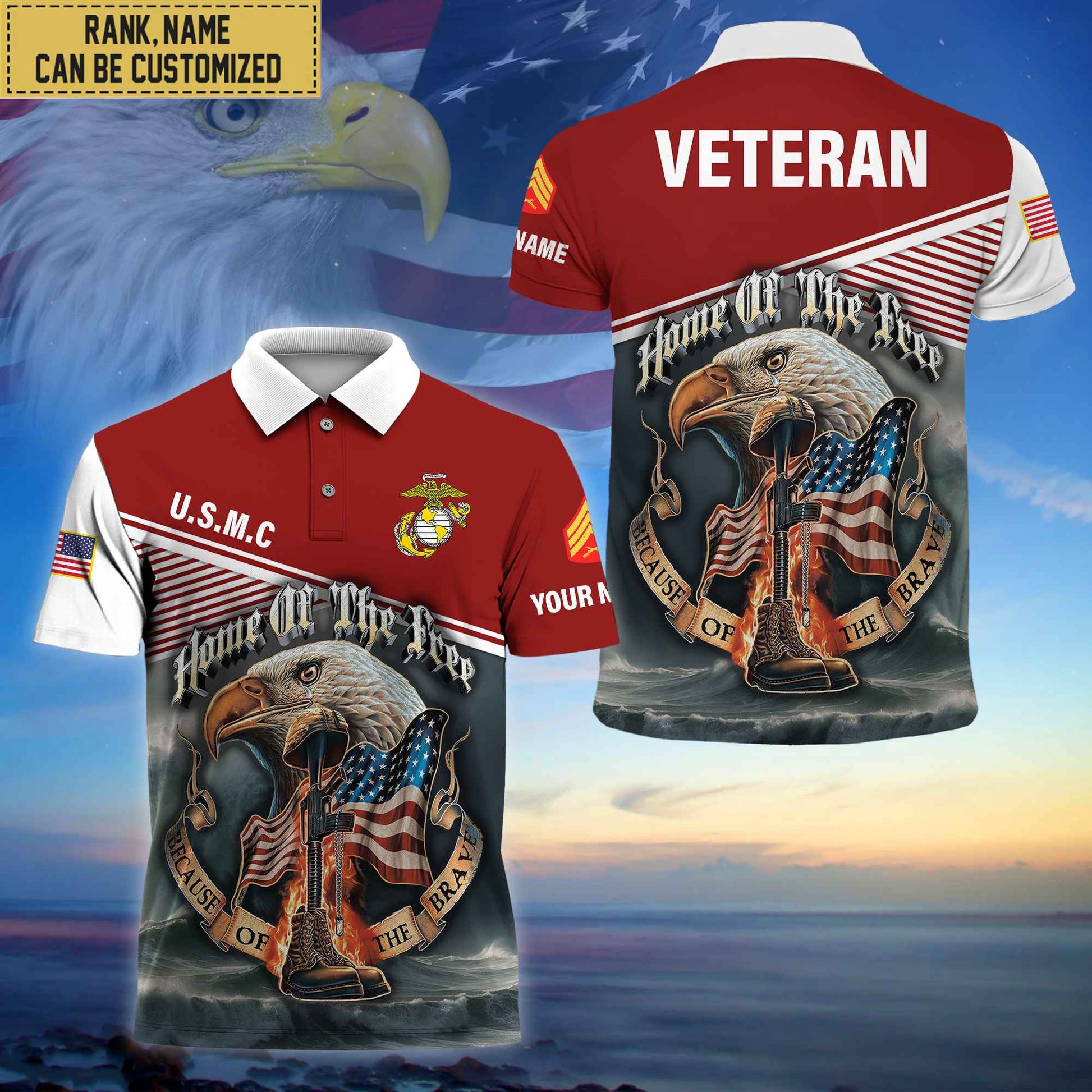 Premium Custom USMC Polo Shirt, Gifts For Veterans Day, Father's Day, Gifts for Marine Veteran VPVC202703