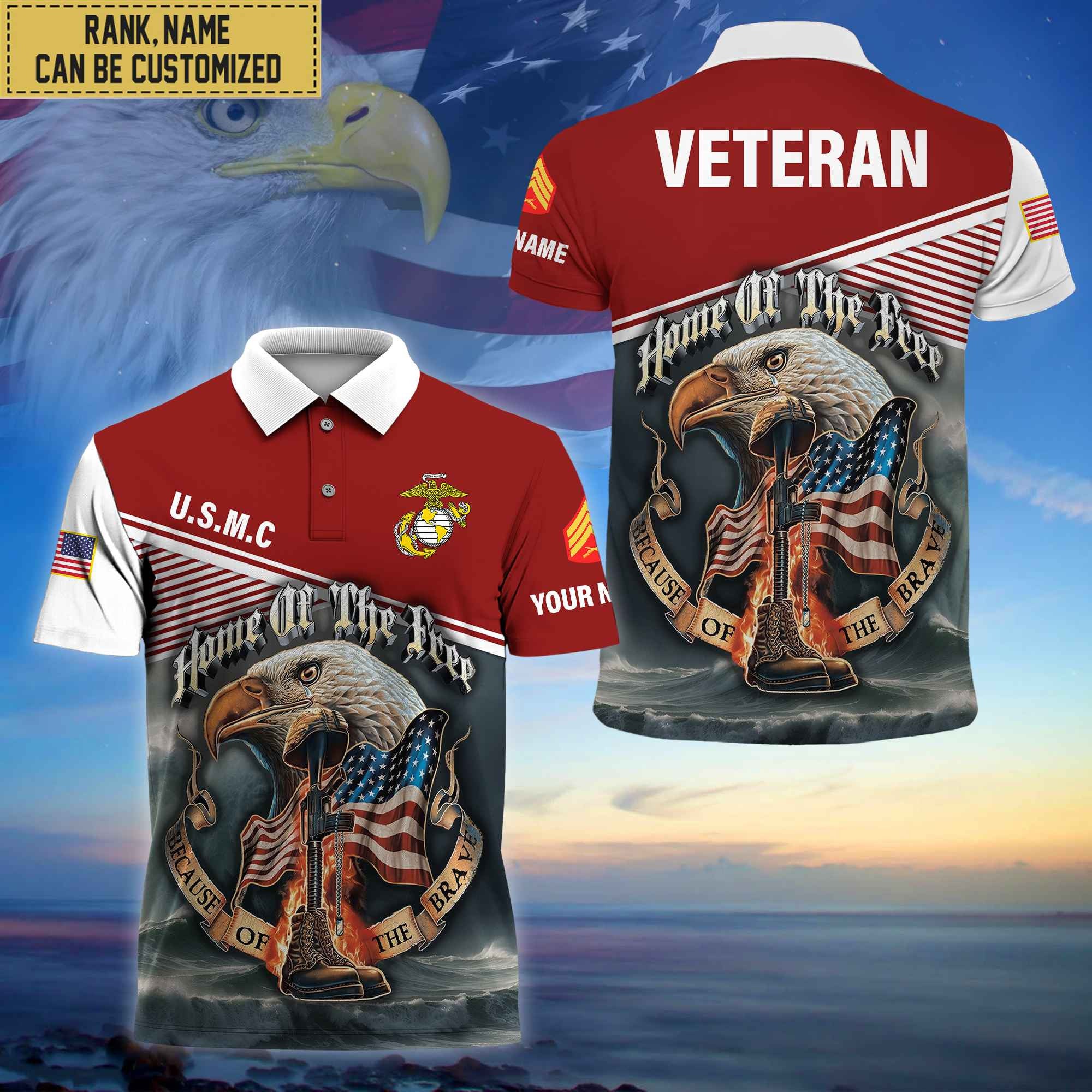 Premium Custom USMC Polo Shirt, Gifts For Veterans Day, Father's Day, Gifts for Marine Veteran VPVC202703