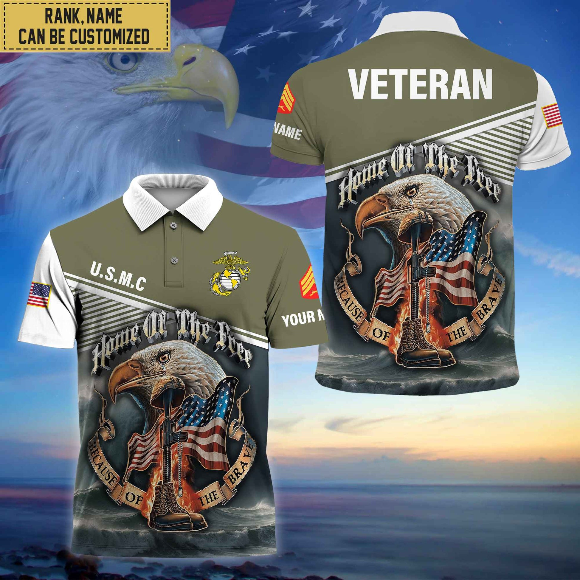 Premium Custom USMC Polo Shirt, Gifts For Veterans Day, Father's Day, Gifts for Marine Veteran VPVC202703