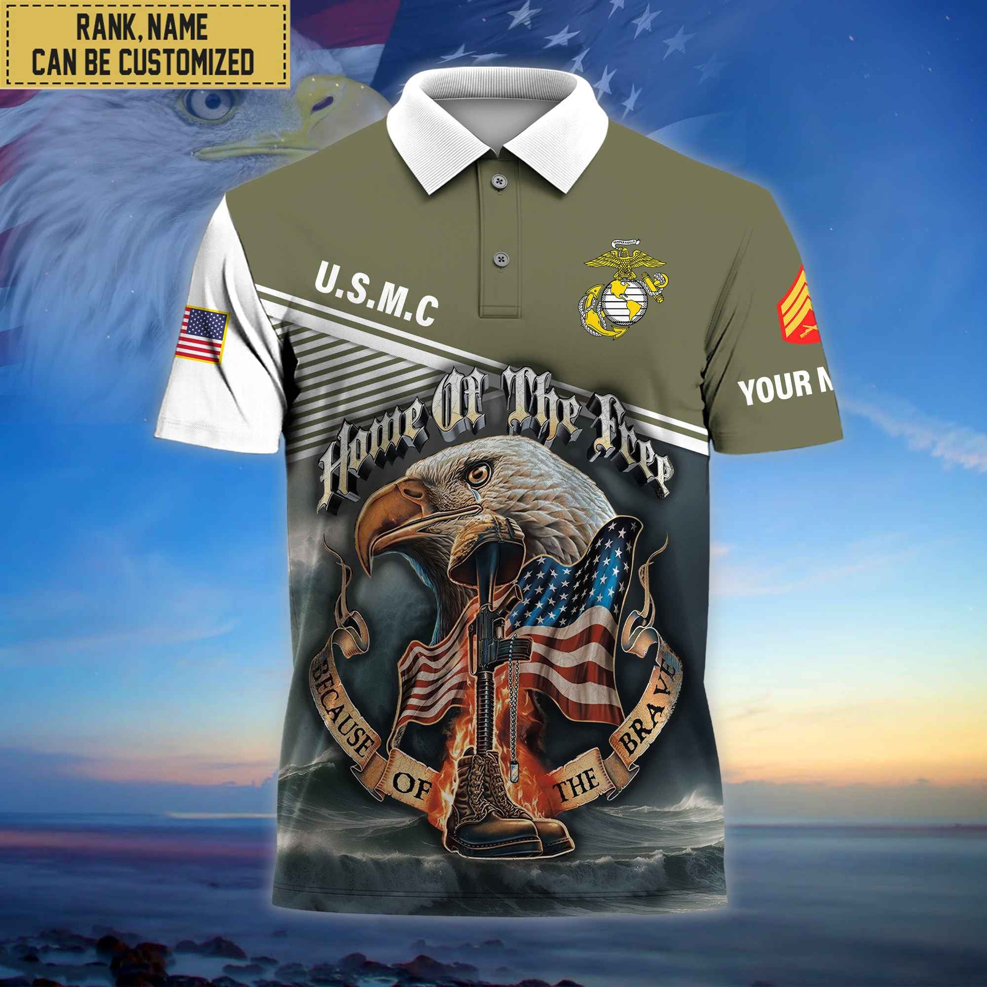 Premium Custom USMC Polo Shirt, Gifts For Veterans Day, Father's Day, Gifts for Marine Veteran VPVC202703