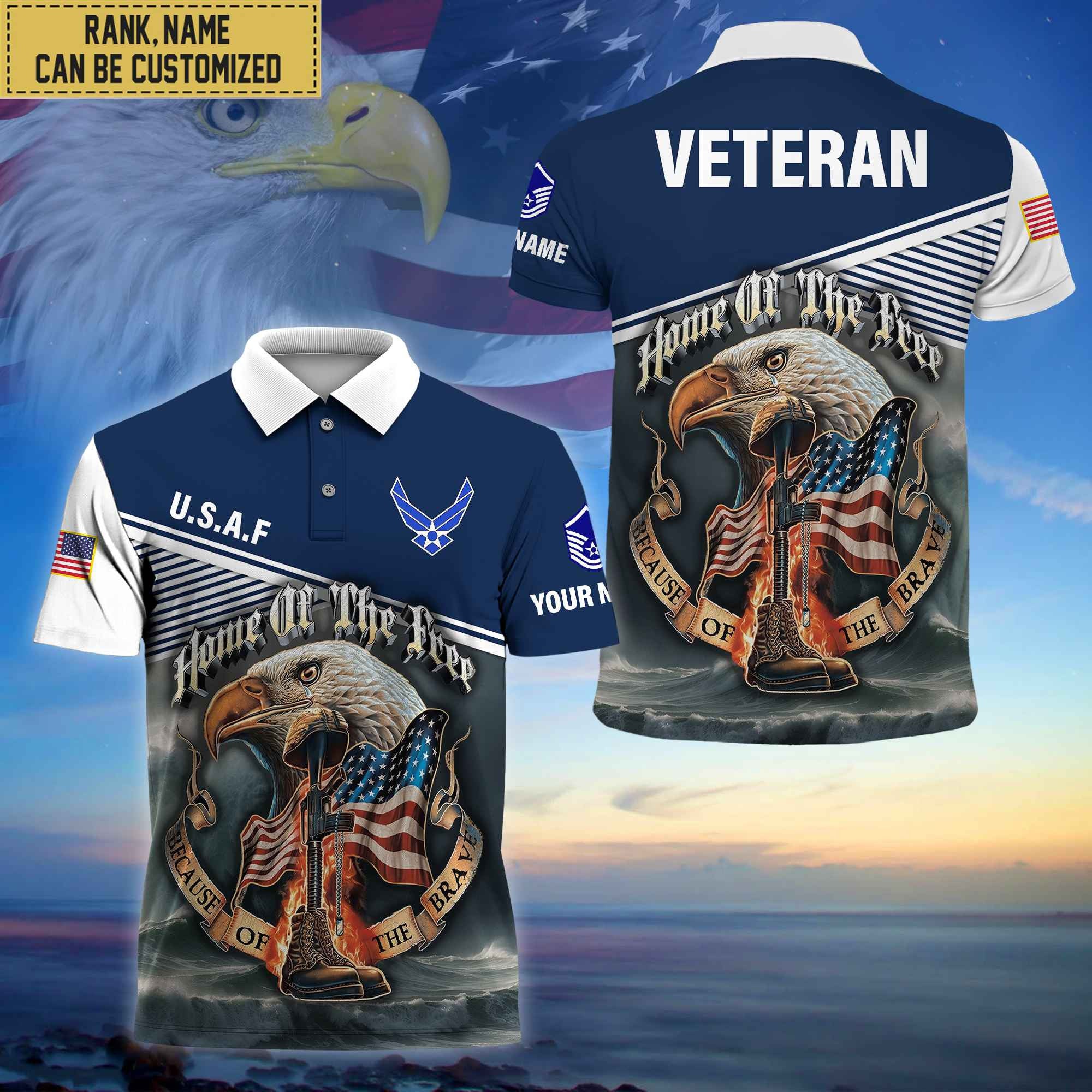 Premium Custom USAF Polo Shirt, Gifts For Veterans Day, Father's Day, Gifts for Air Force Veteran VPVC202704