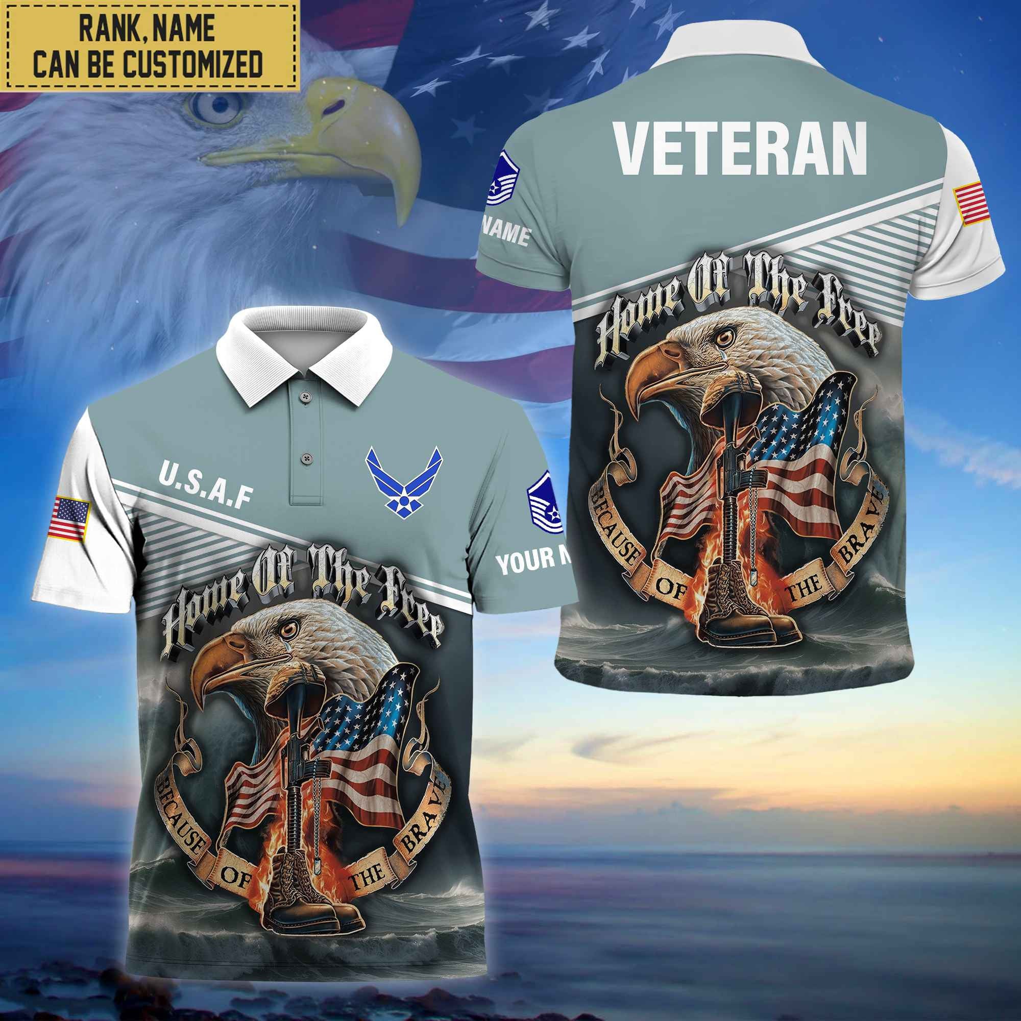 Premium Custom USAF Polo Shirt, Gifts For Veterans Day, Father's Day, Gifts for Air Force Veteran VPVC202704