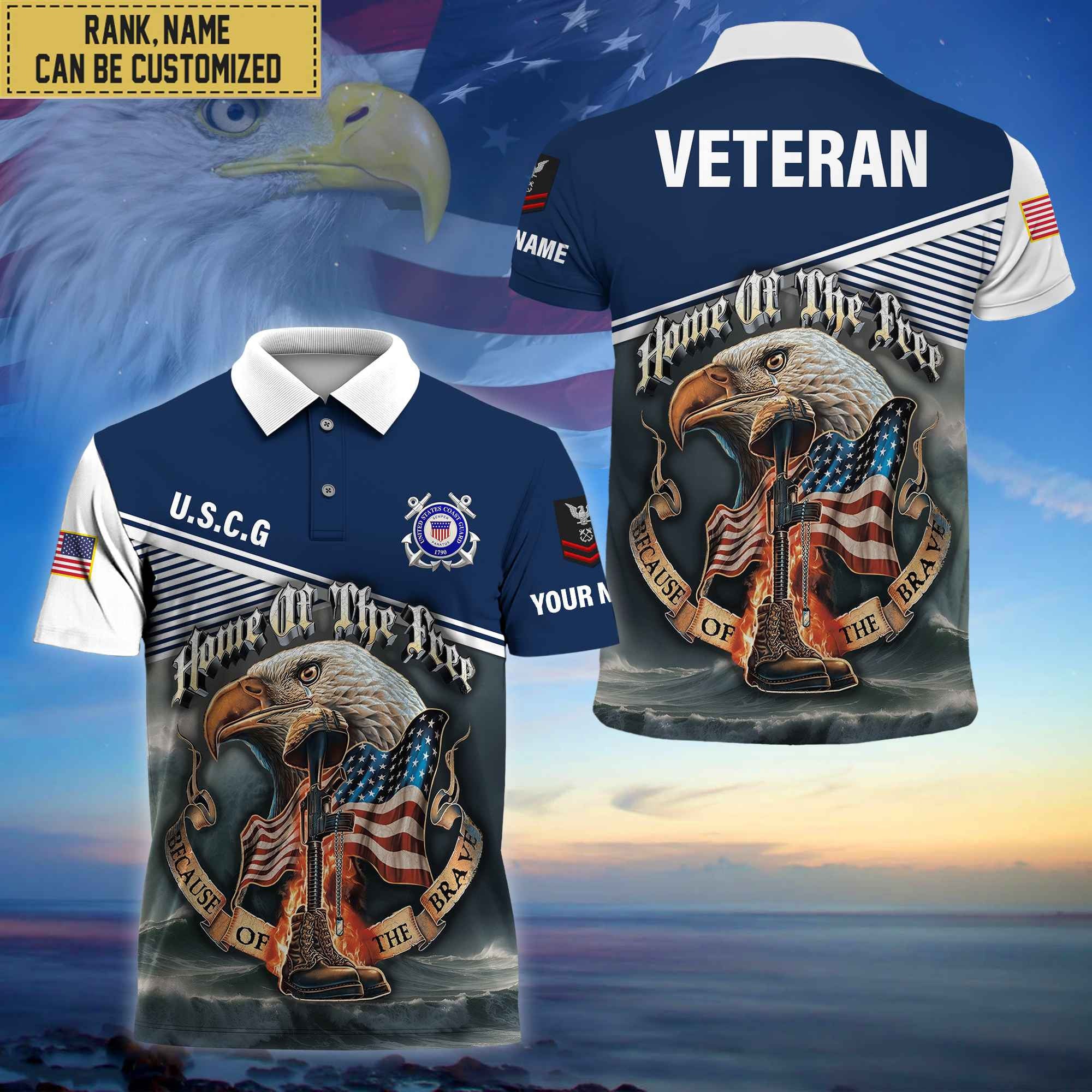 Premium Custom USCG Polo Shirt, Gifts For Veterans Day, Father's Day, Gifts for Coast Guard Veteran VPVC202705