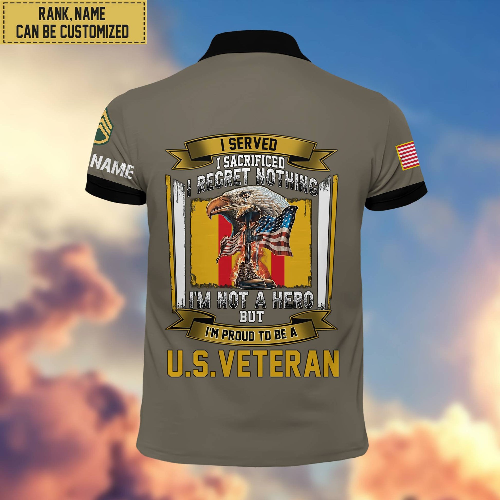 Premium Custom US Army Polo Shirt, Gifts For Veterans Day, Father's Day, Gifts for Army Veteran VPVC202801