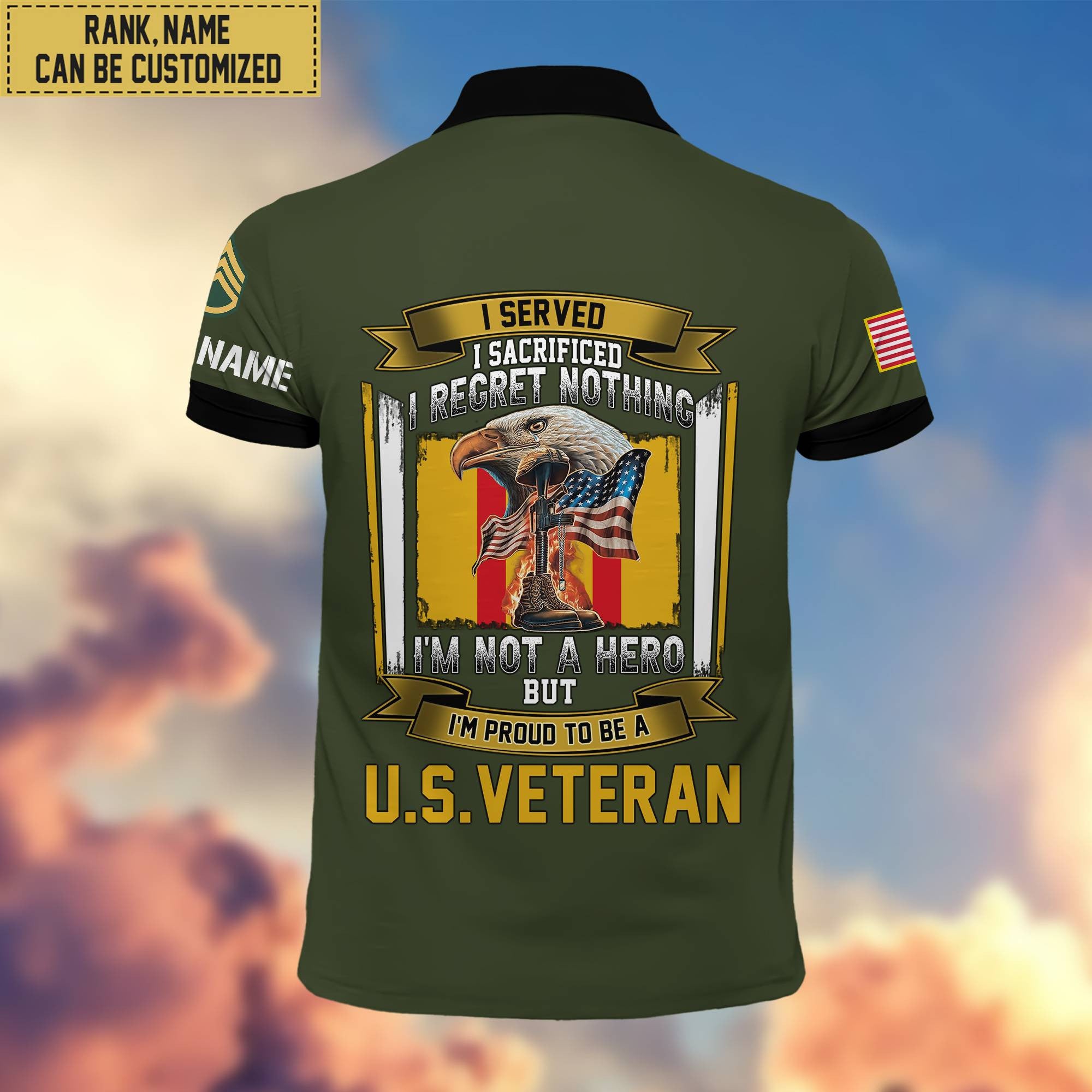 Premium Custom US Army Polo Shirt, Gifts For Veterans Day, Father's Day, Gifts for Army Veteran VPVC202801